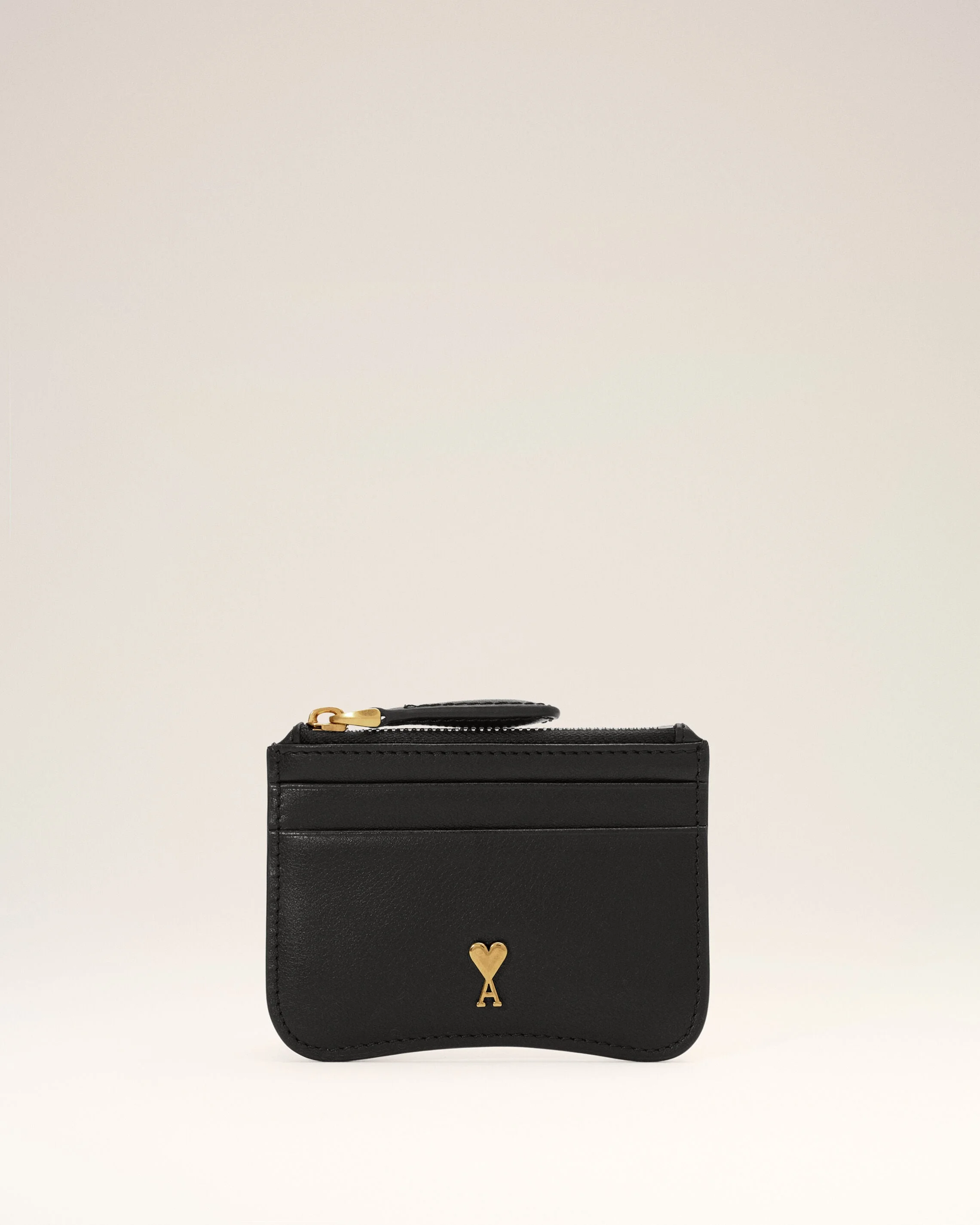 BLACK PARIS PARIS ZIPPED COWHIDE LEATHER CARD HOLDER - 1