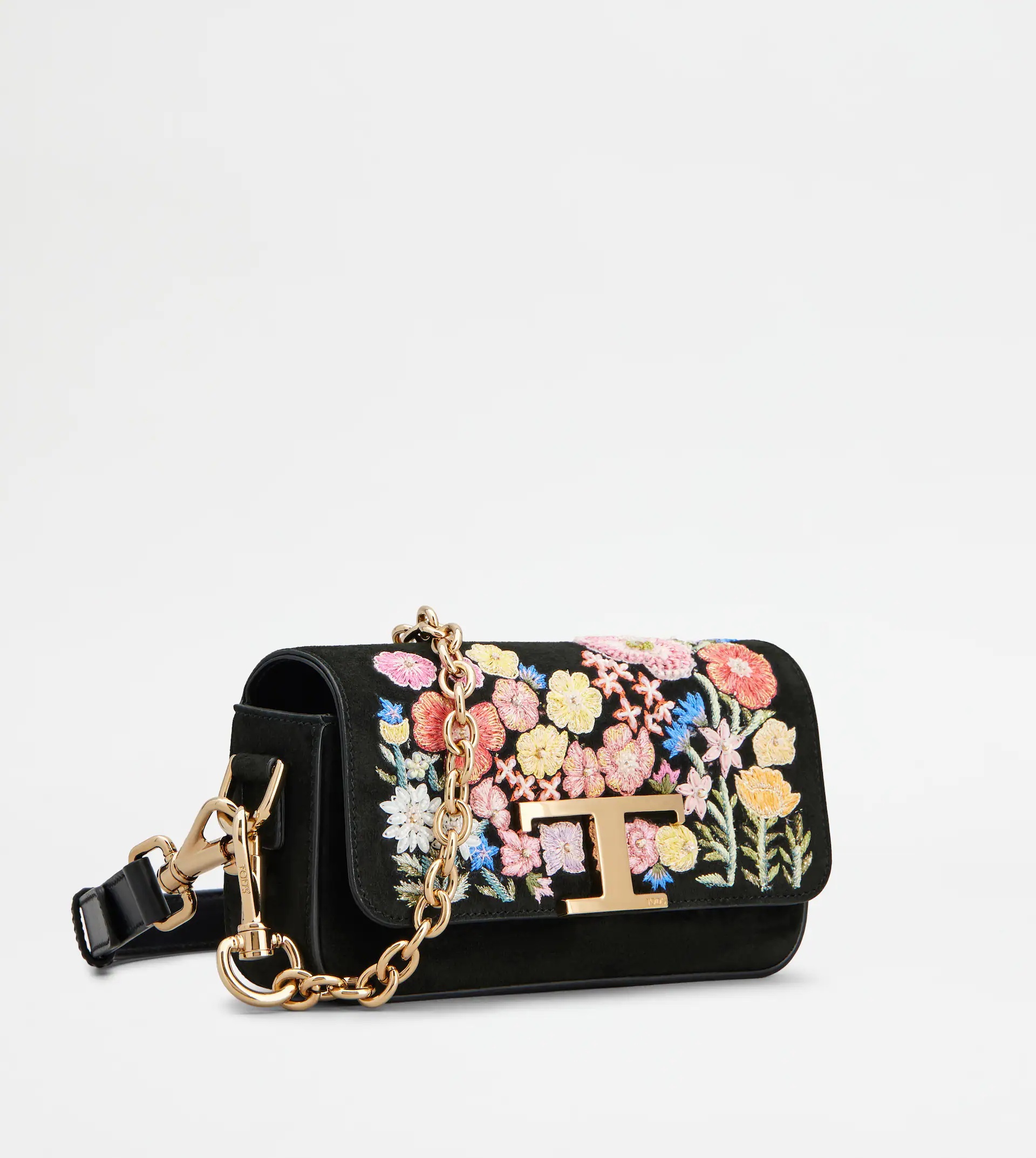 T TIMELESS CROSSBODY BAG IN SUEDE MINI - BLACK, PINK, YELLOW - 2