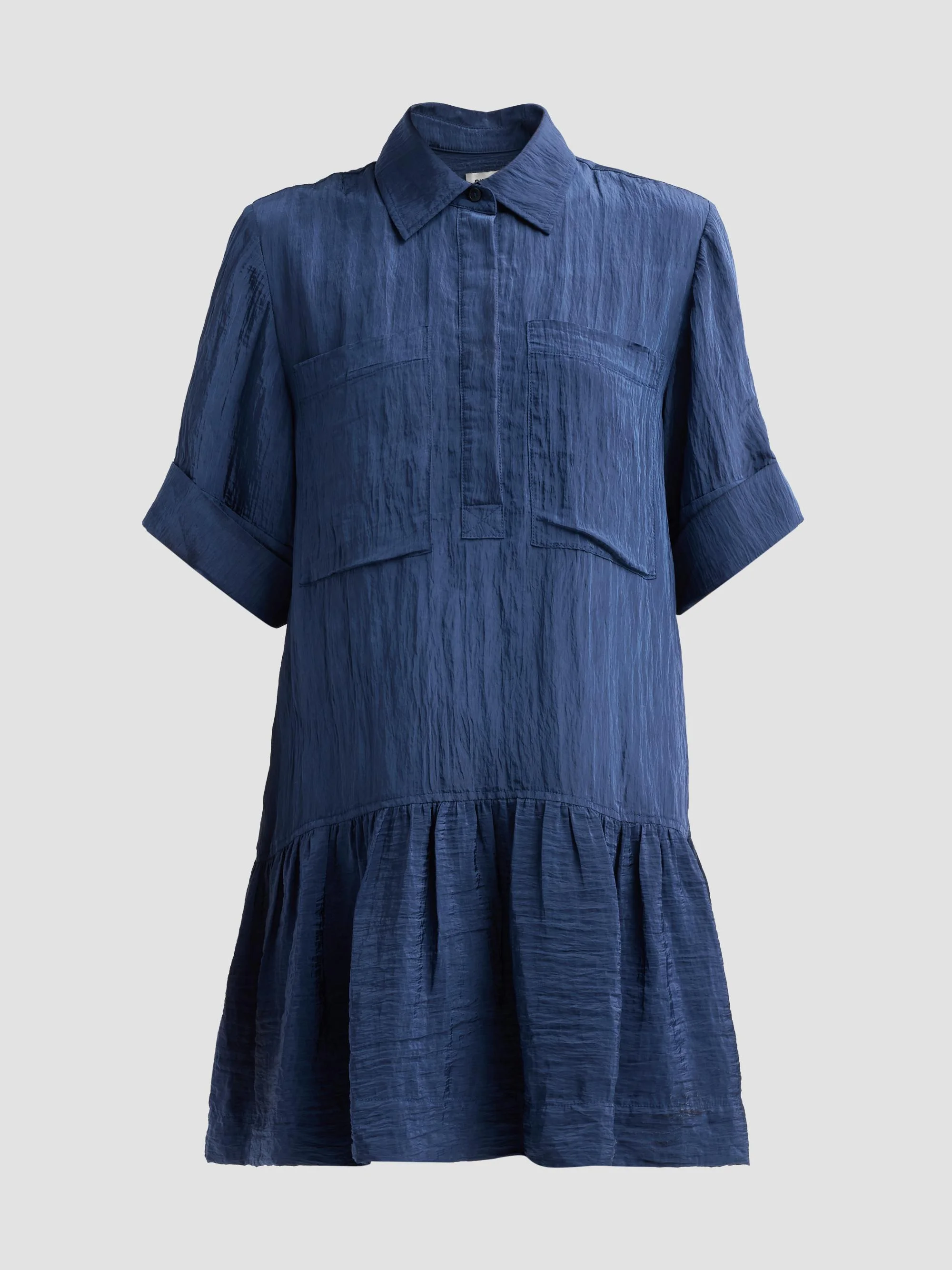 Women's Cris Crinkled Drop-Waist Mini Shirtdress - Midnight - 1