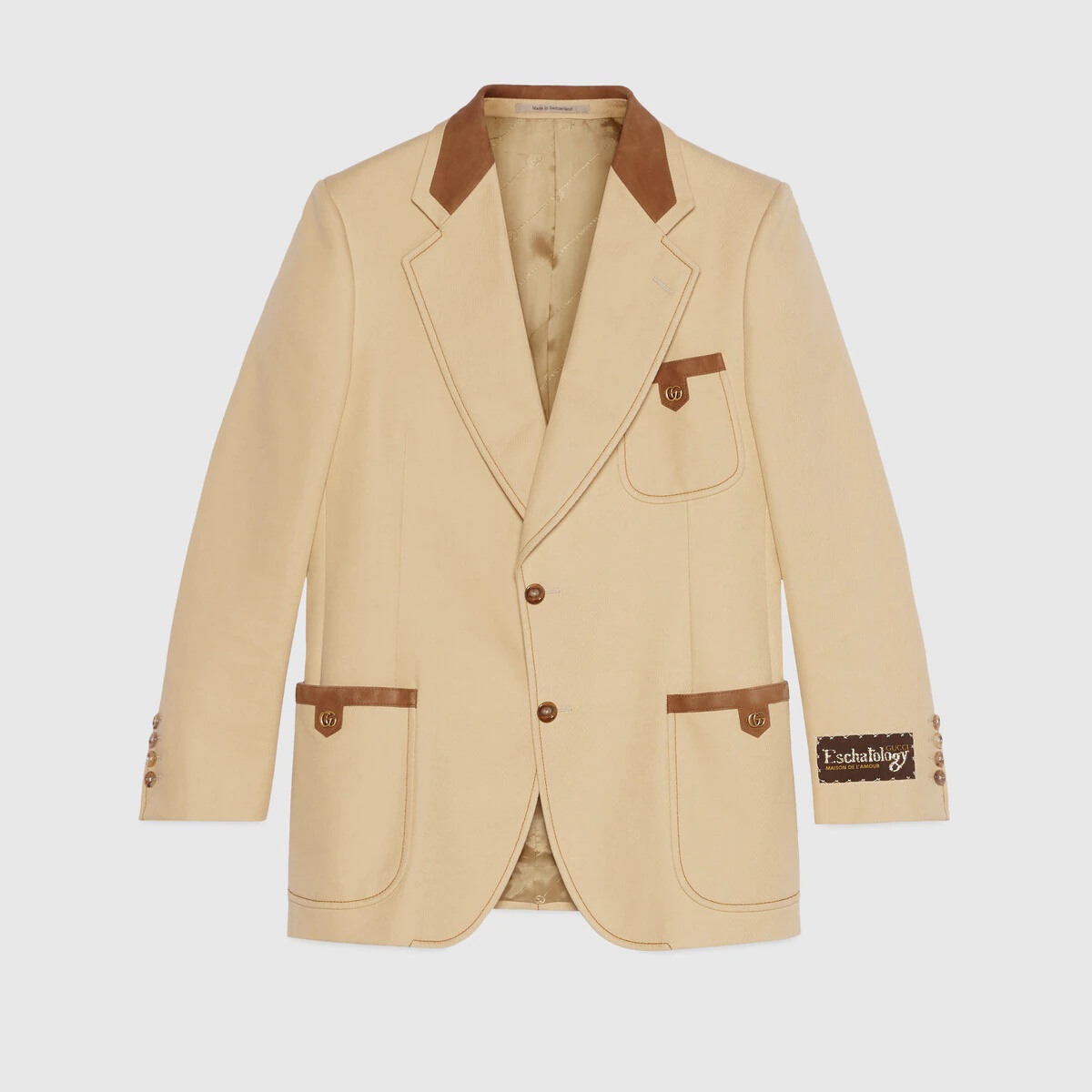 Cotton and suede tailored jacket - 1