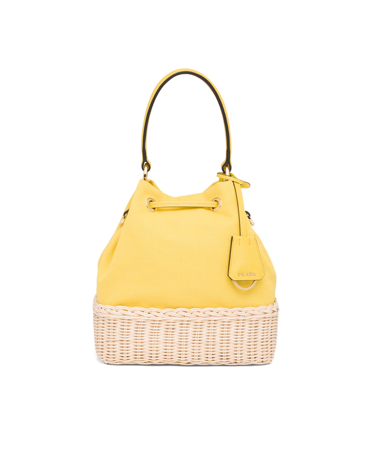 Wicker and Canvas Bucket Bag - 4