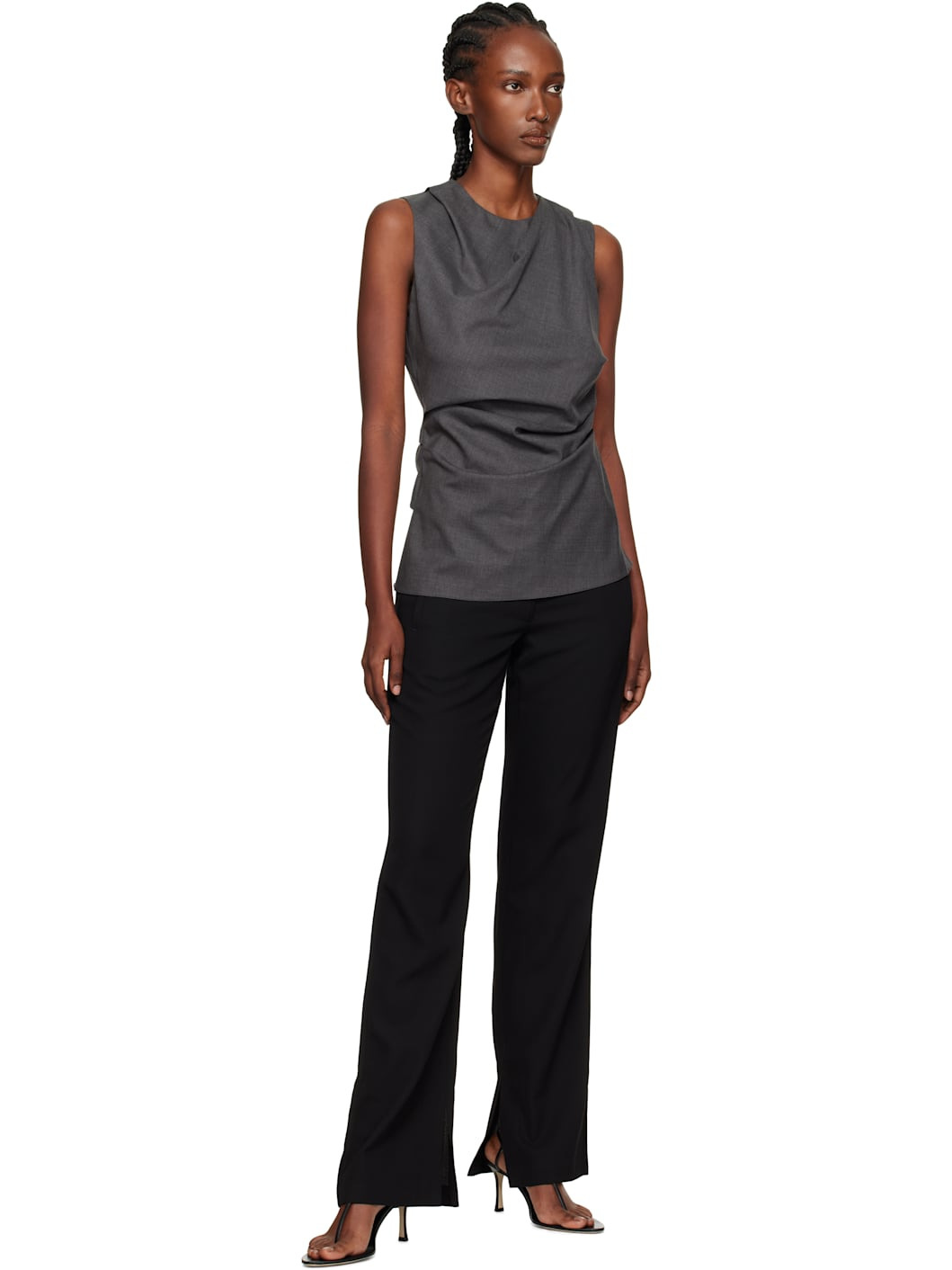 Gray Sleeveless Twisted Top - 4