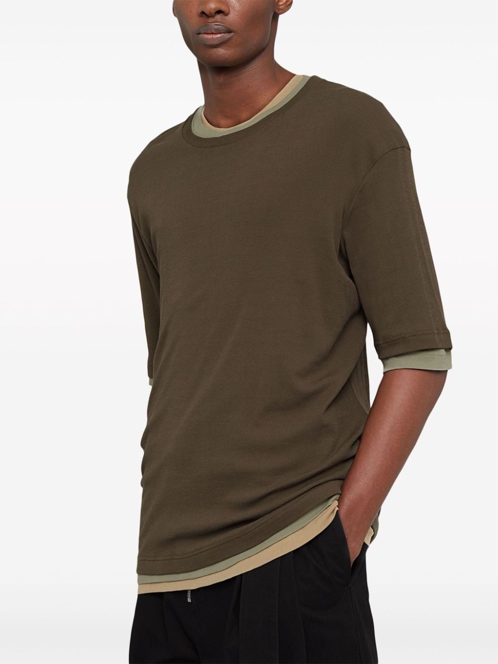 layered cotton T-shirt - 6