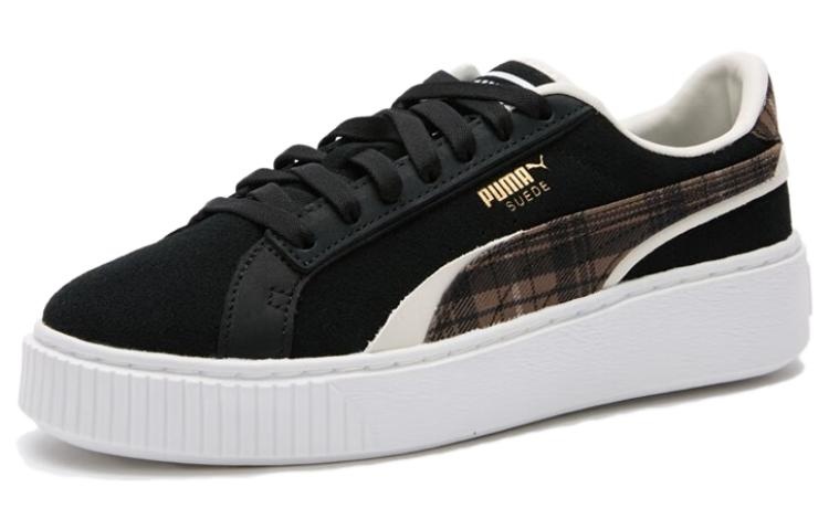 (WMNS) PUMA Suede Plat Form Plaid 'Black' 395228-01 - 2