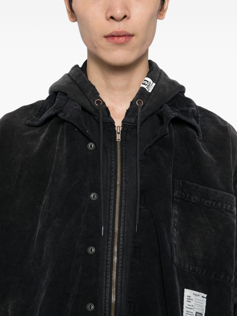 layered corduroy hoodie - 5