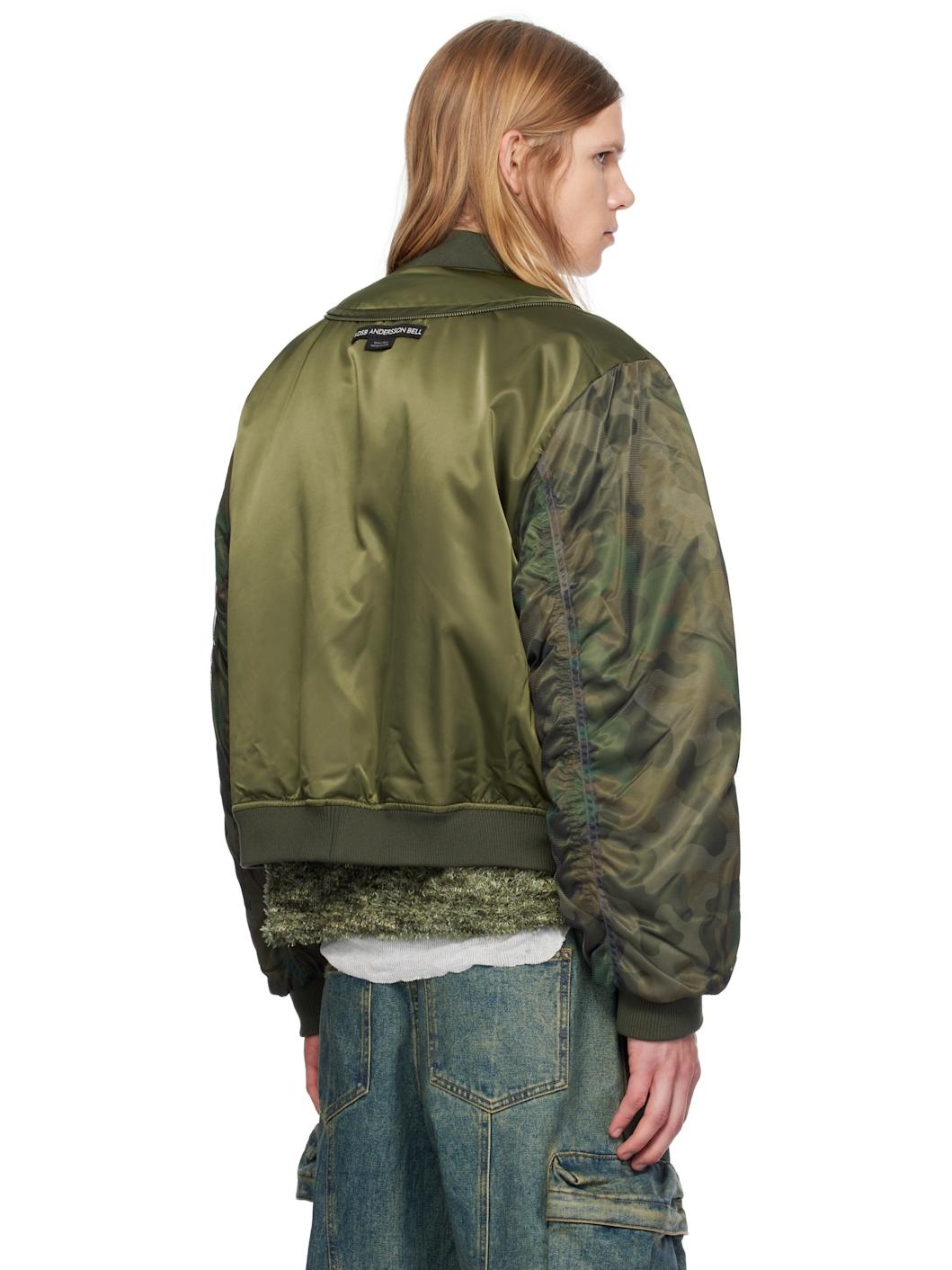 Khaki Mesh Sleeve Bomber Jacket - 3