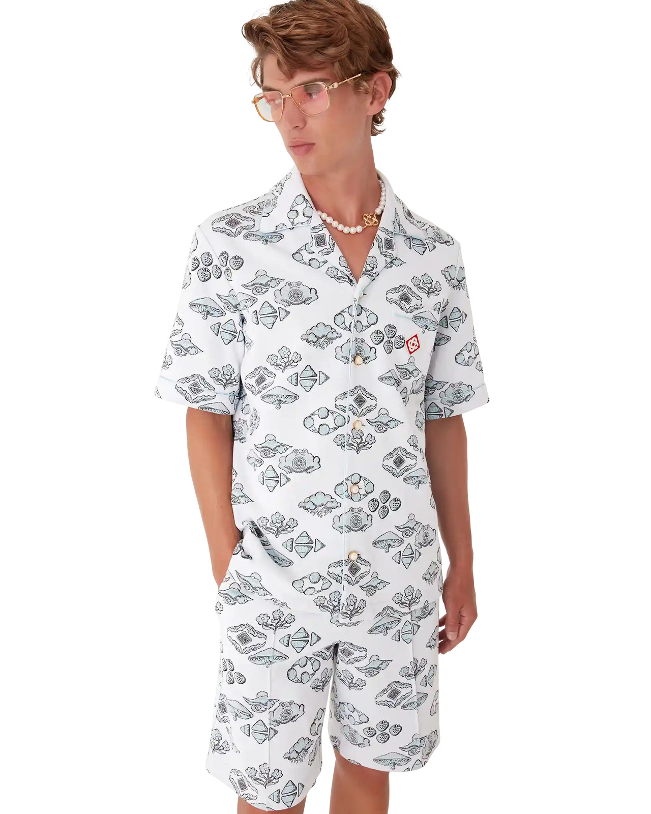 Jacquard Motif Short Sleeve Shirt | Casablanca Paris - 4