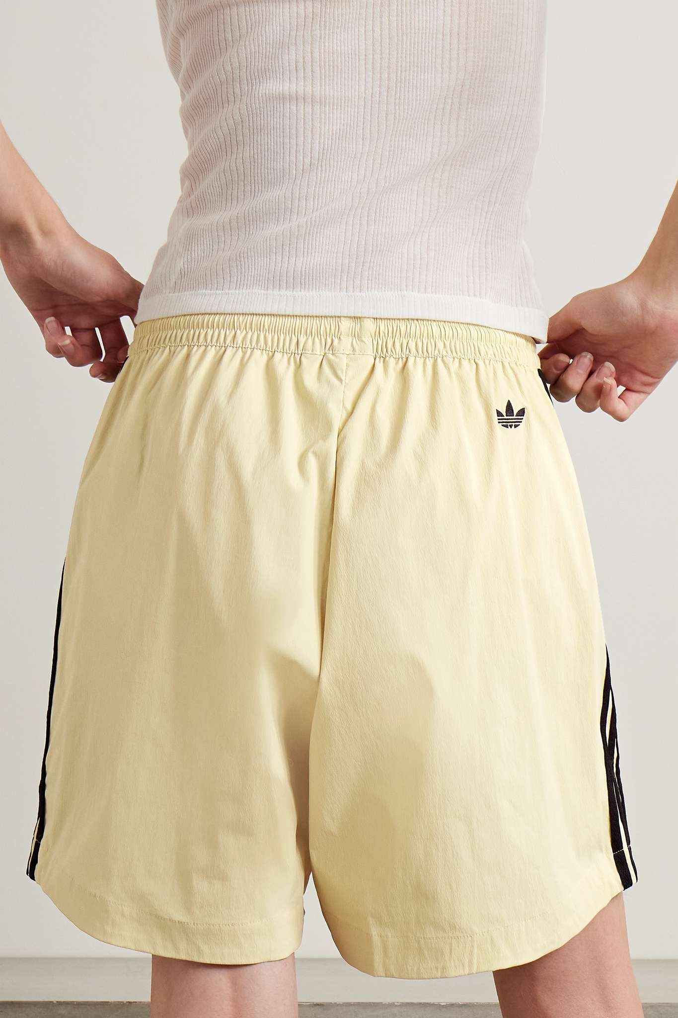 ADIDAS ORIGINALS + Wales Bonner crochet-trimmed recycled-shell shorts