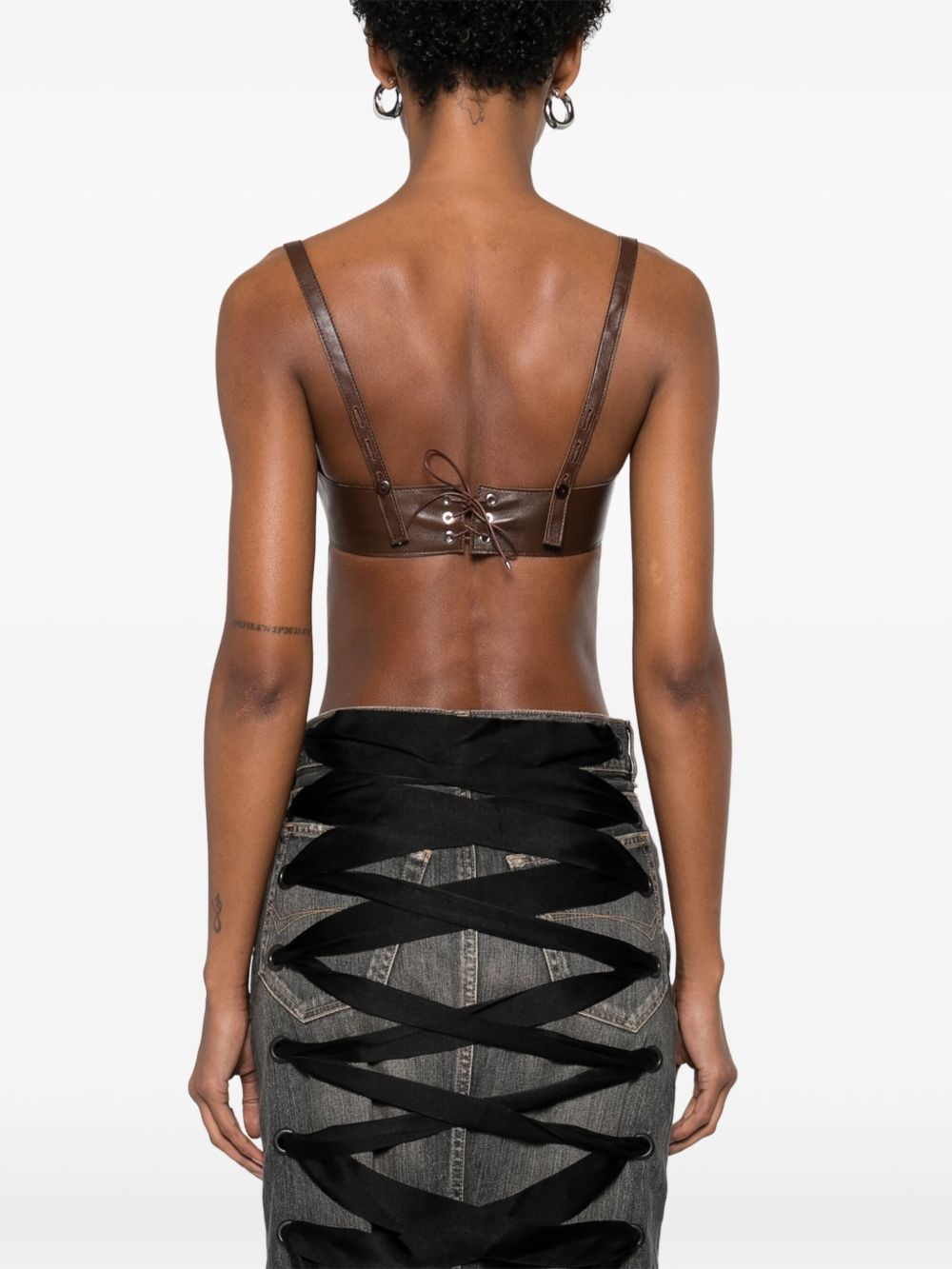 leather crop top - 4