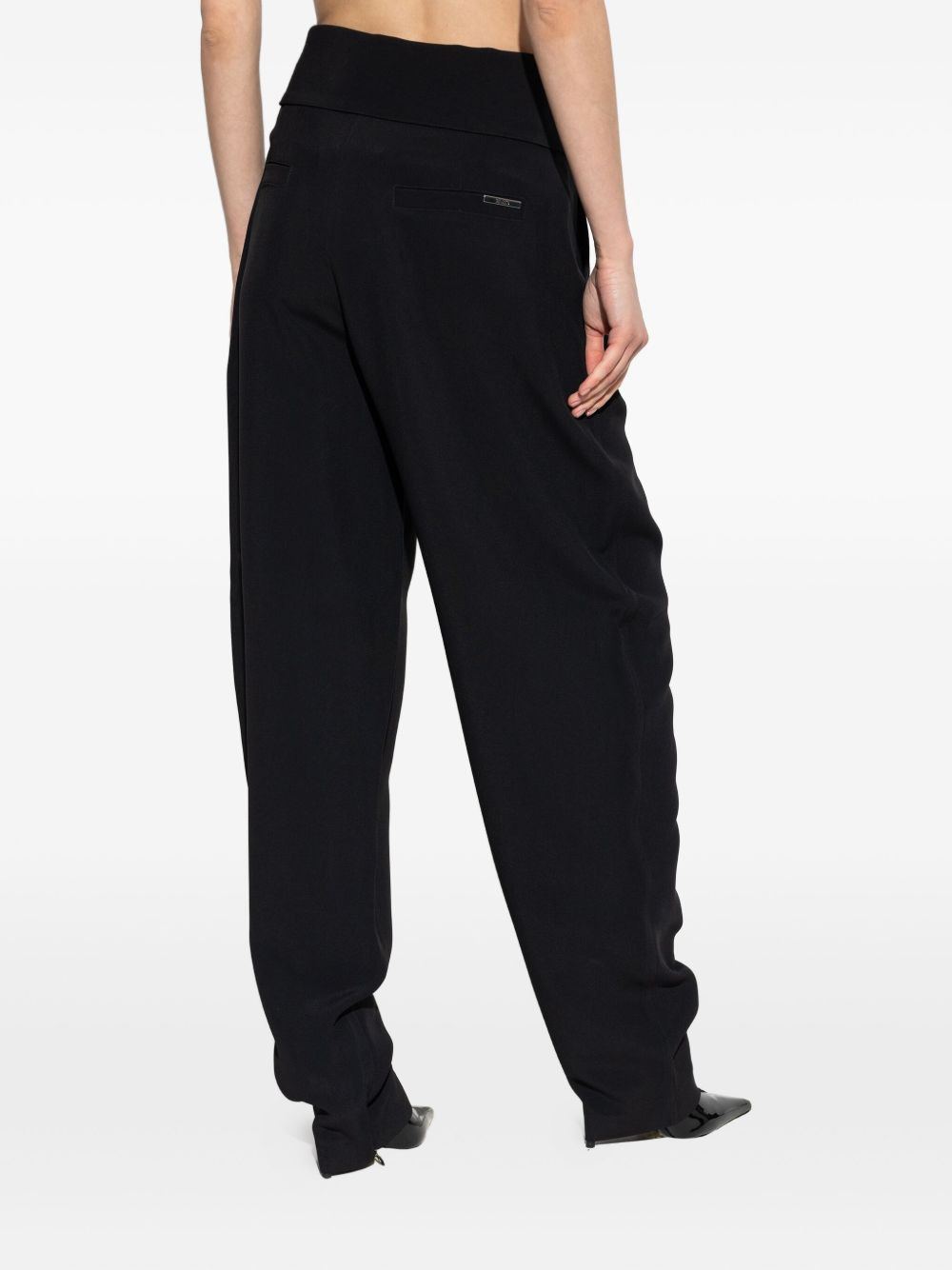 wrap-effect belted trousers - 4