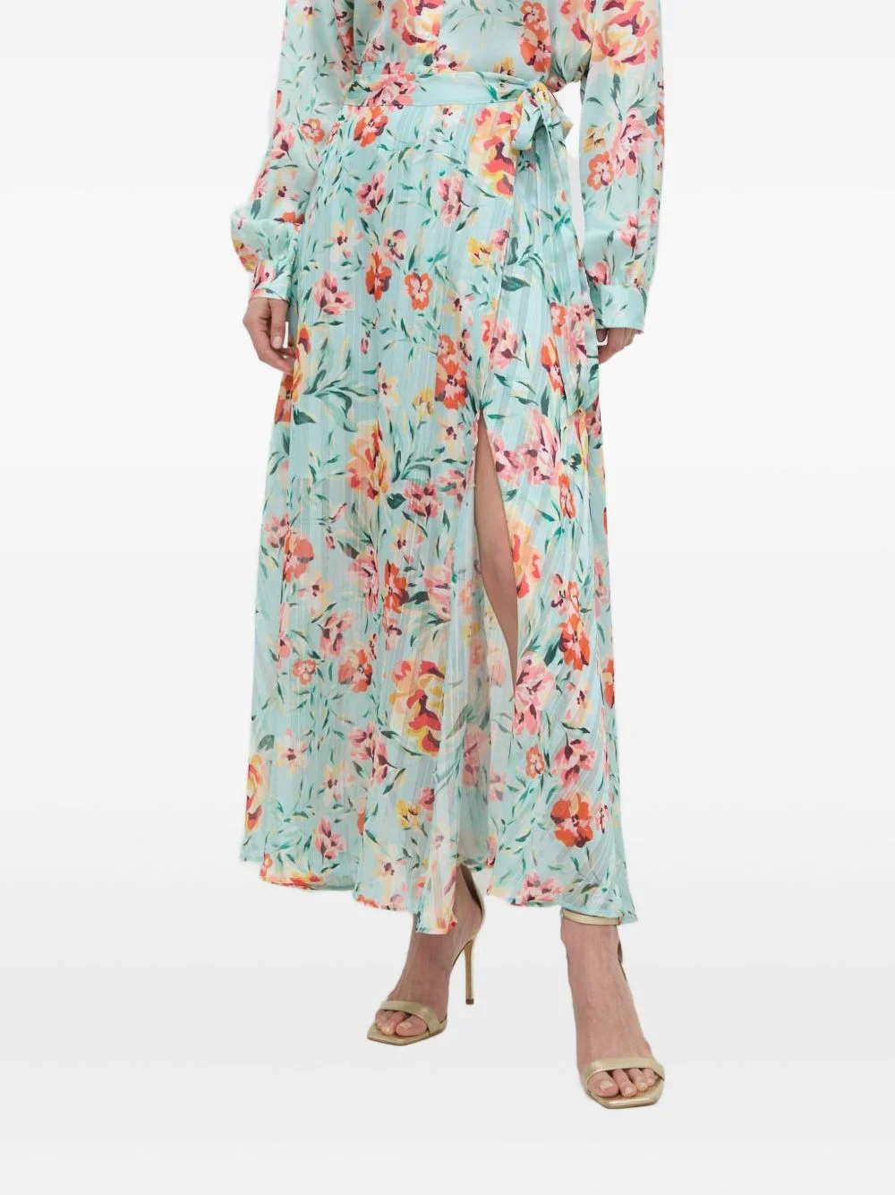 floral pleated maxi skirt - 1