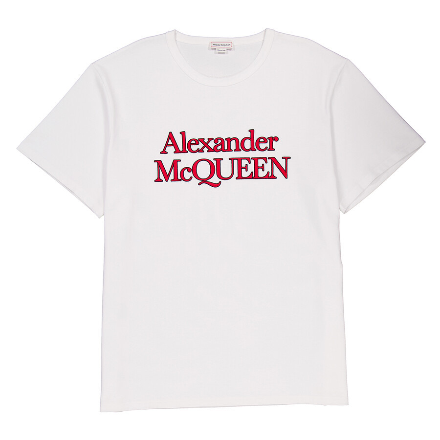 Alexander Mcqueen Men's Optical White Large Logo T-Shirt - 4