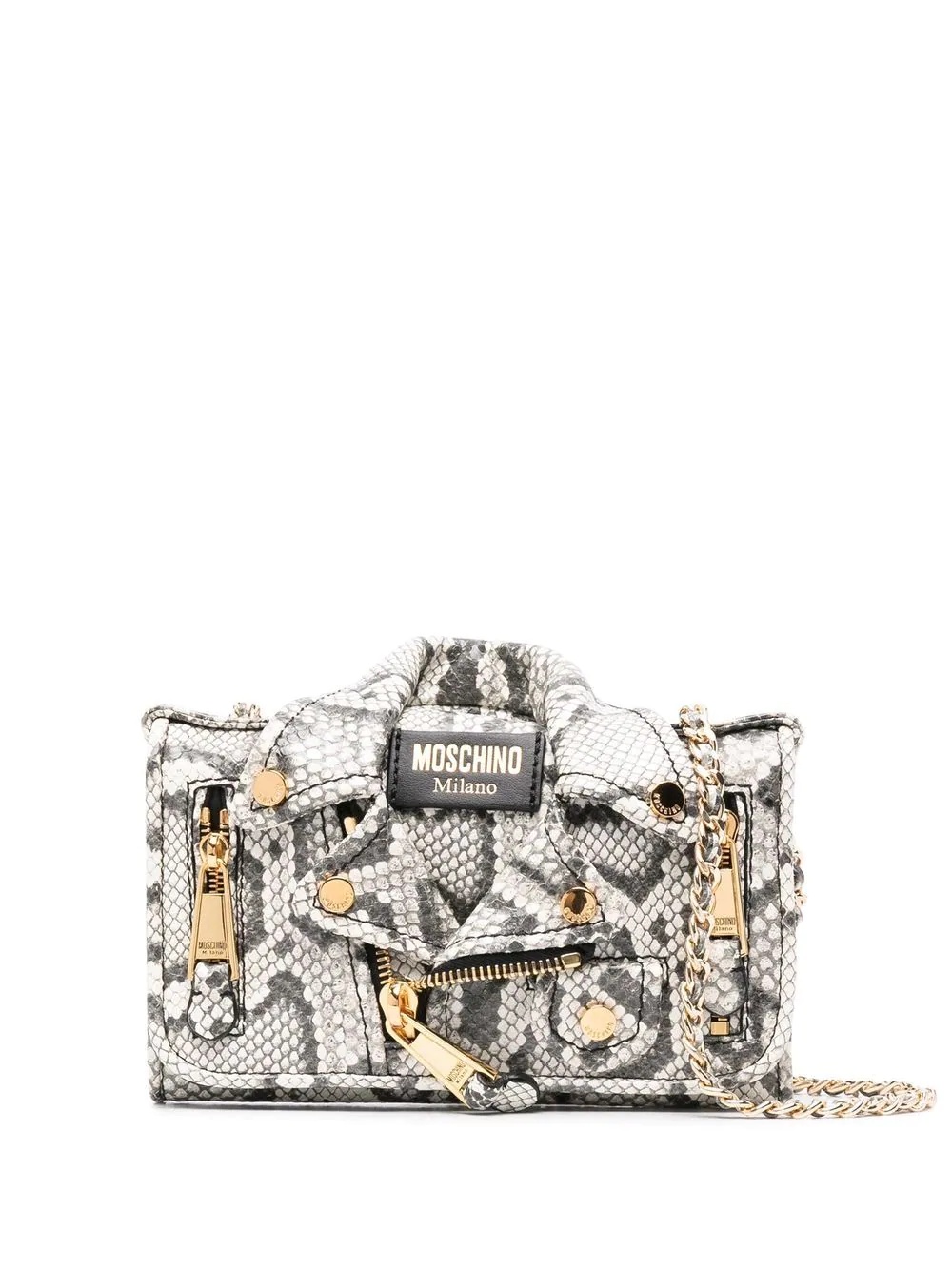 snakeskin-effect Biker shoulder bag - 1