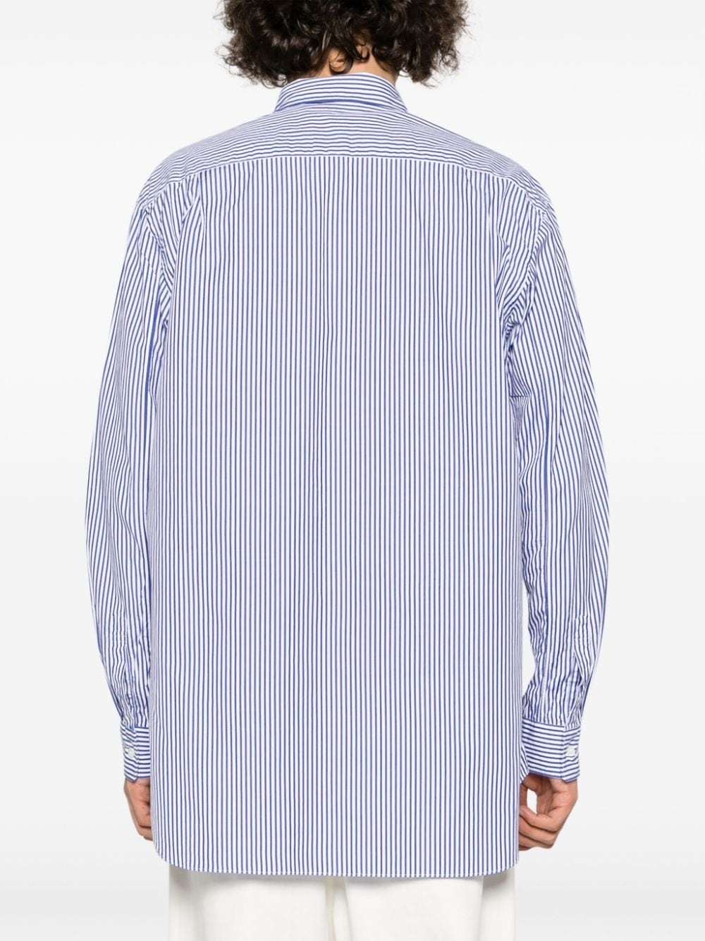 x Invader Pixel-patch striped cotton shirt - 4