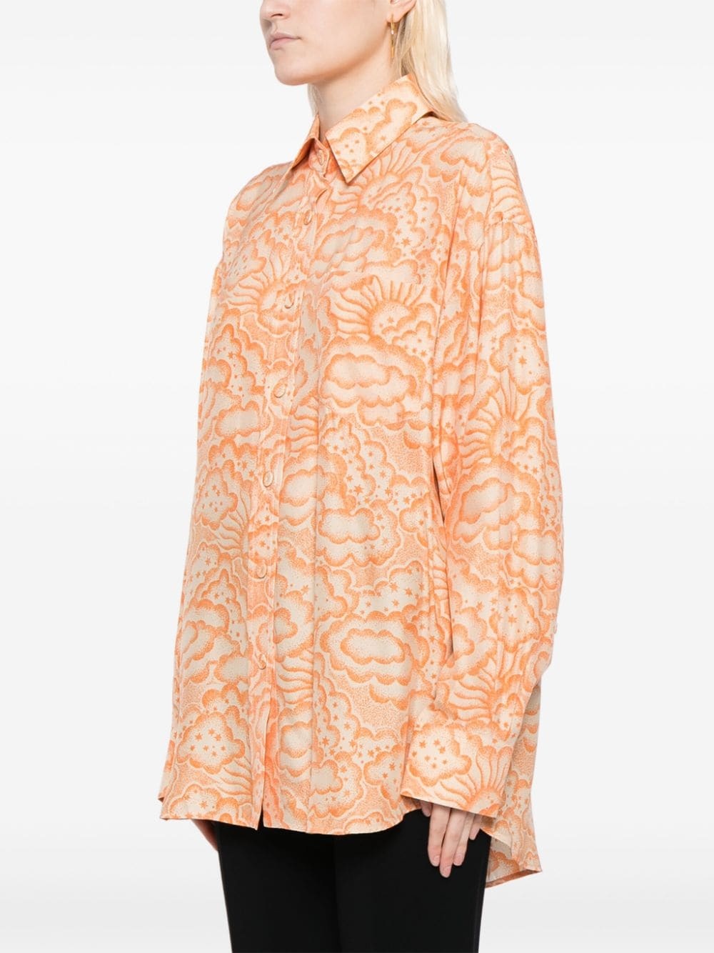 cloud-print silk shirt - 3