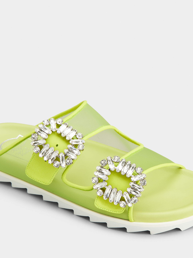 Slidy Viv' Strass Buckle Mules in Fabric 3