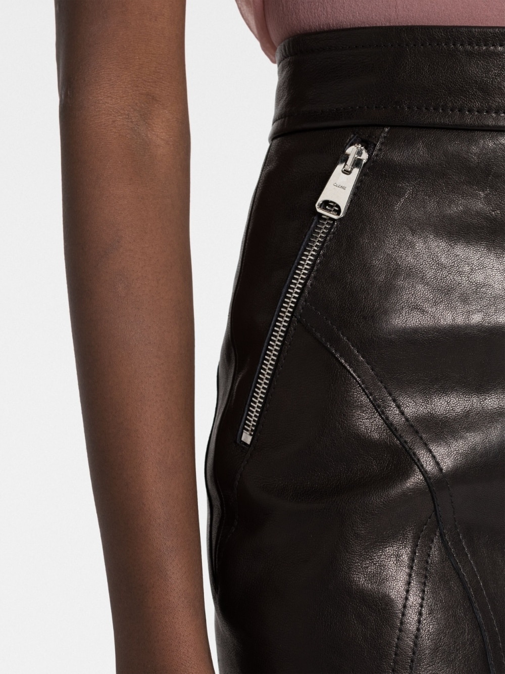 Quincy zip-up leather midi skirt - 3
