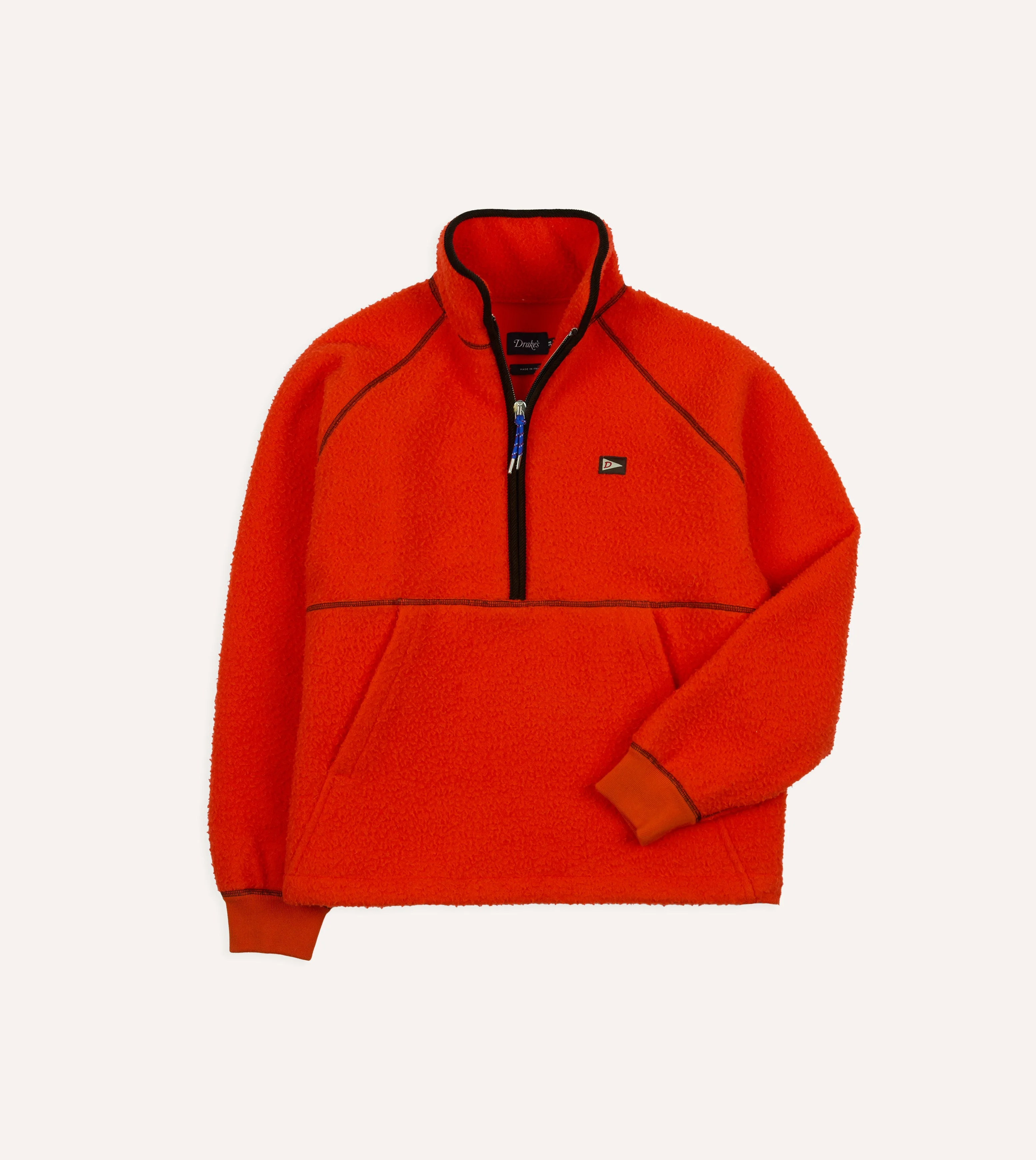 Orange Casentino Wool Half-Zip Pullover Fleece - 1