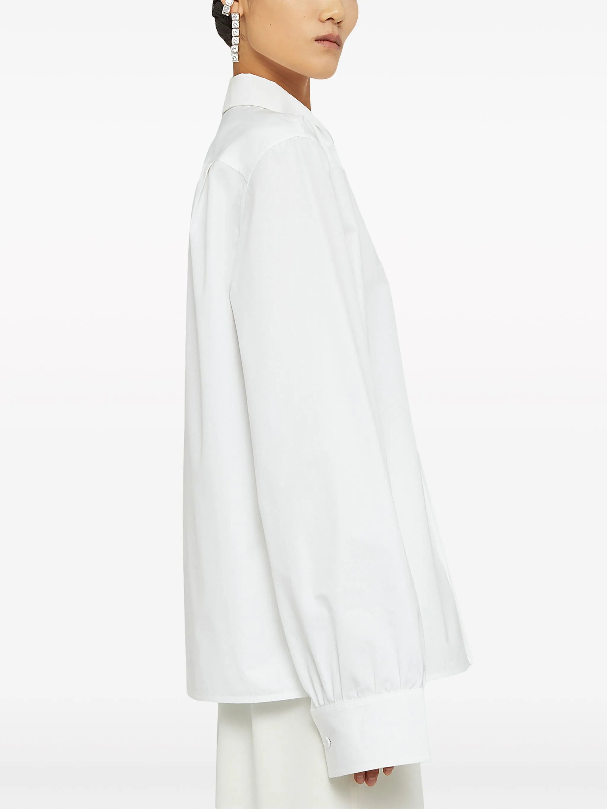 Jewel-clip Cotton Shirt - 2