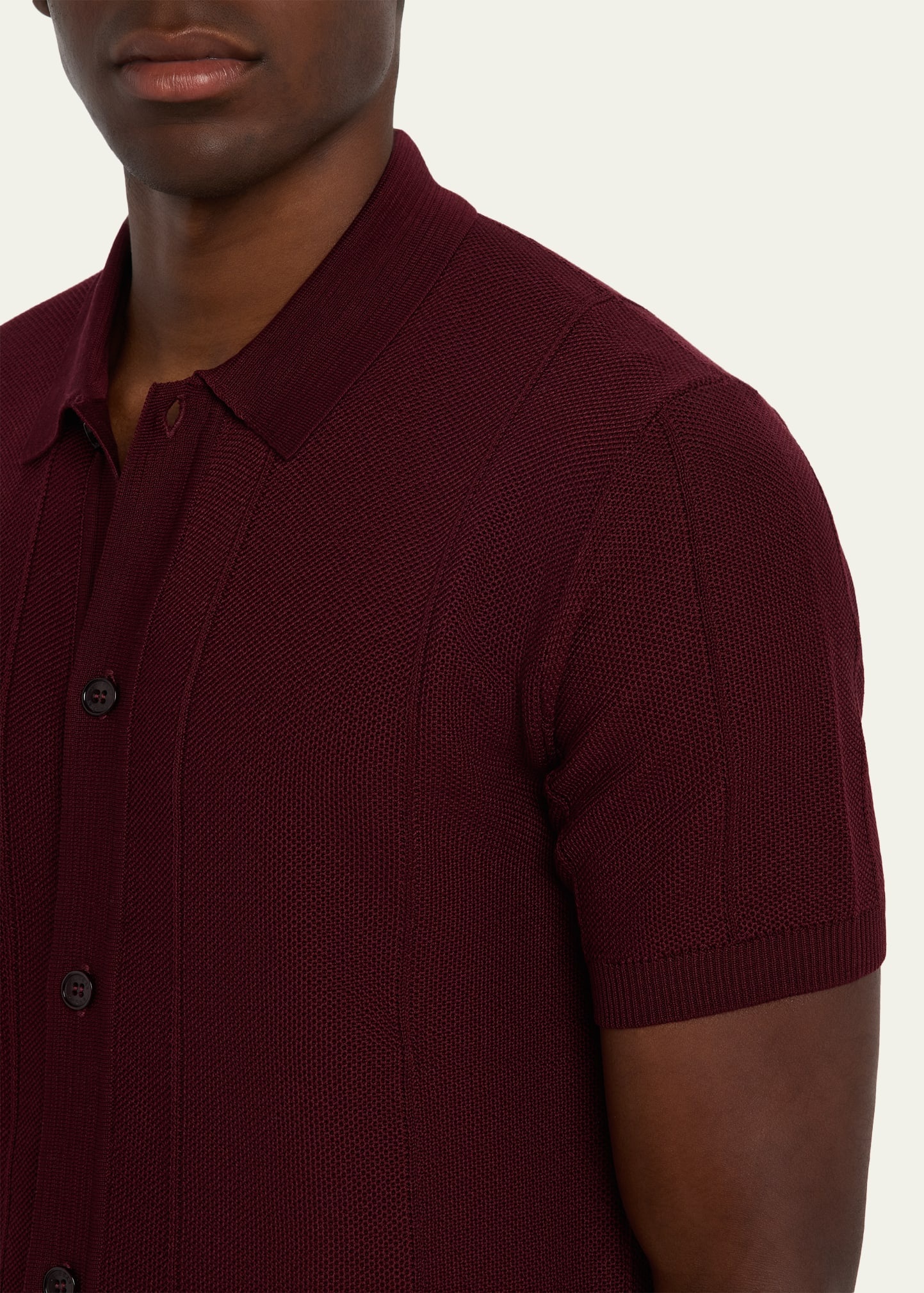 Men's Classic-Fit Pique Knit Short-Sleeve Shirt - 5