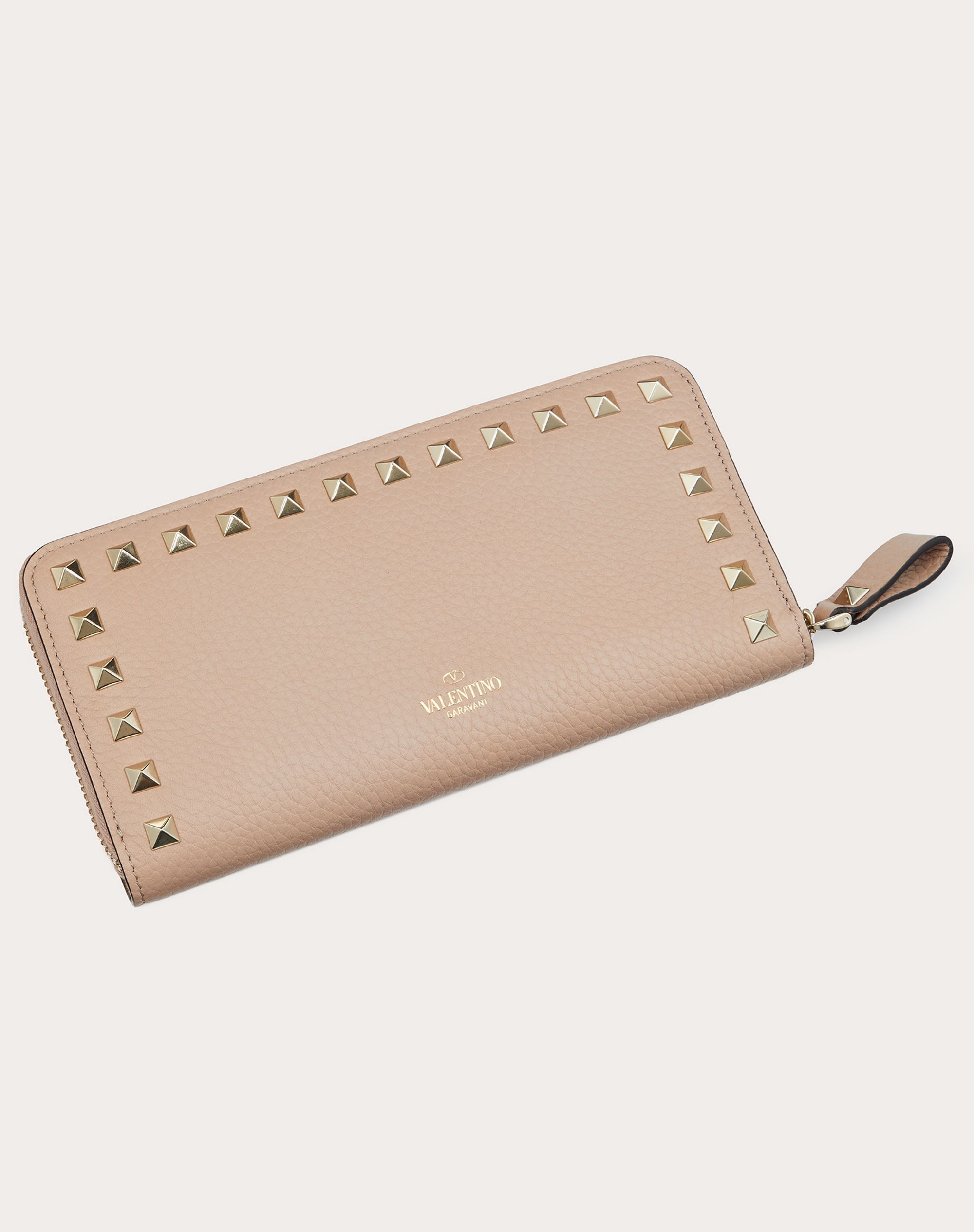 ROCKSTUD GRAINY CALFSKIN ZIPPERED WALLET - 3