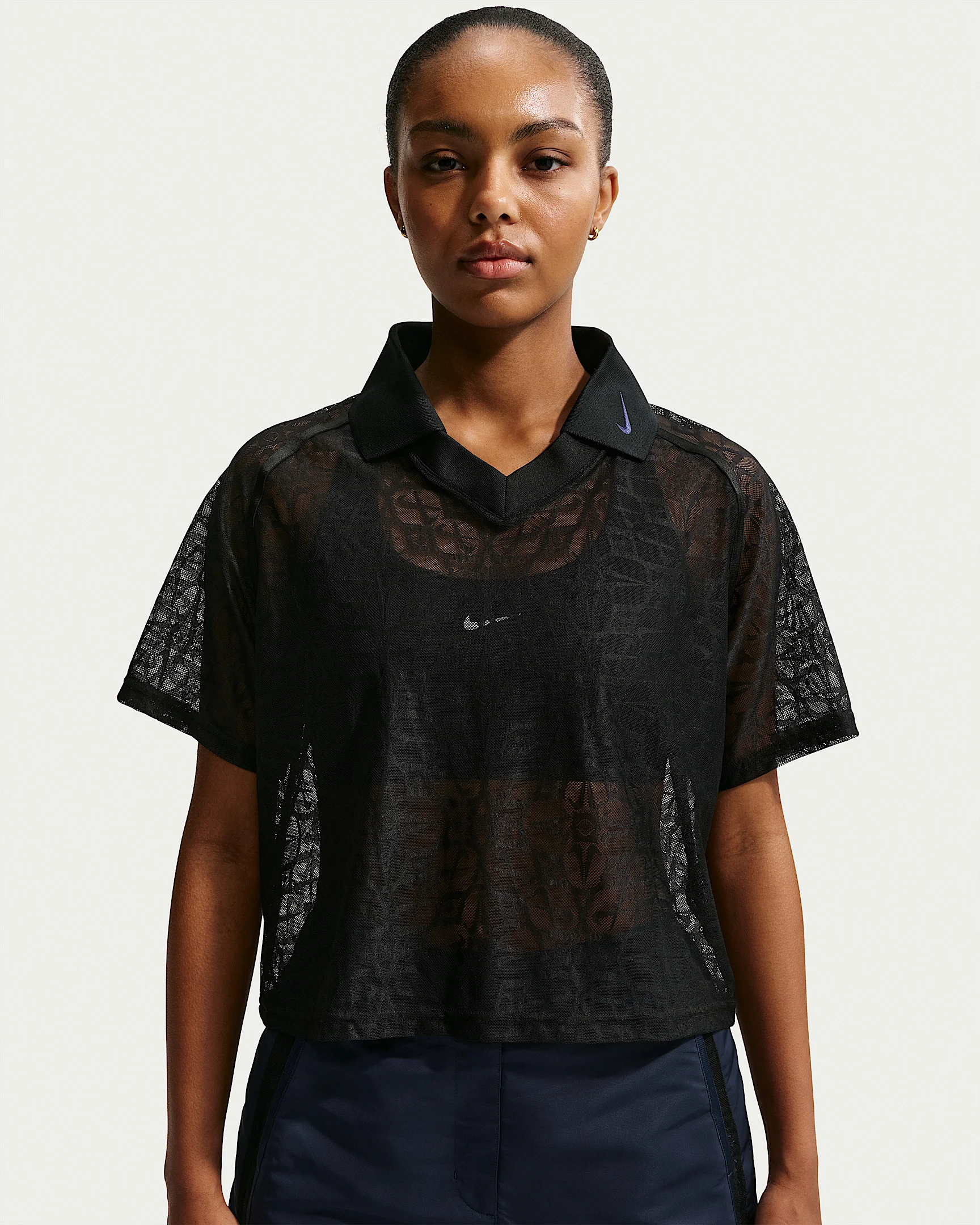 Nike Sportswear Women's Loose Lace Polo Jersey Top - 1