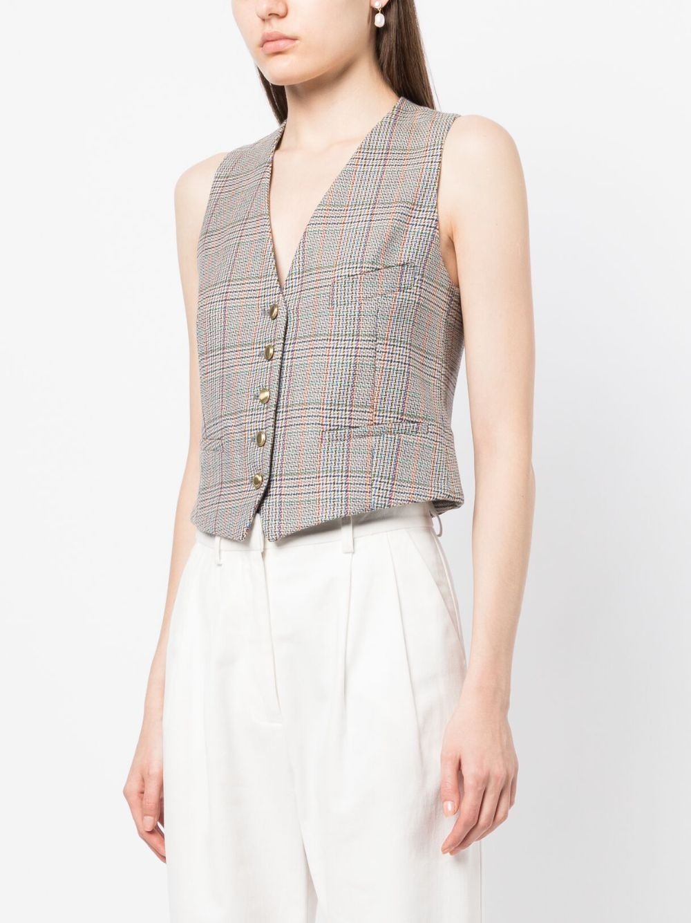 tailored-cut V-neck waistcoat - 3