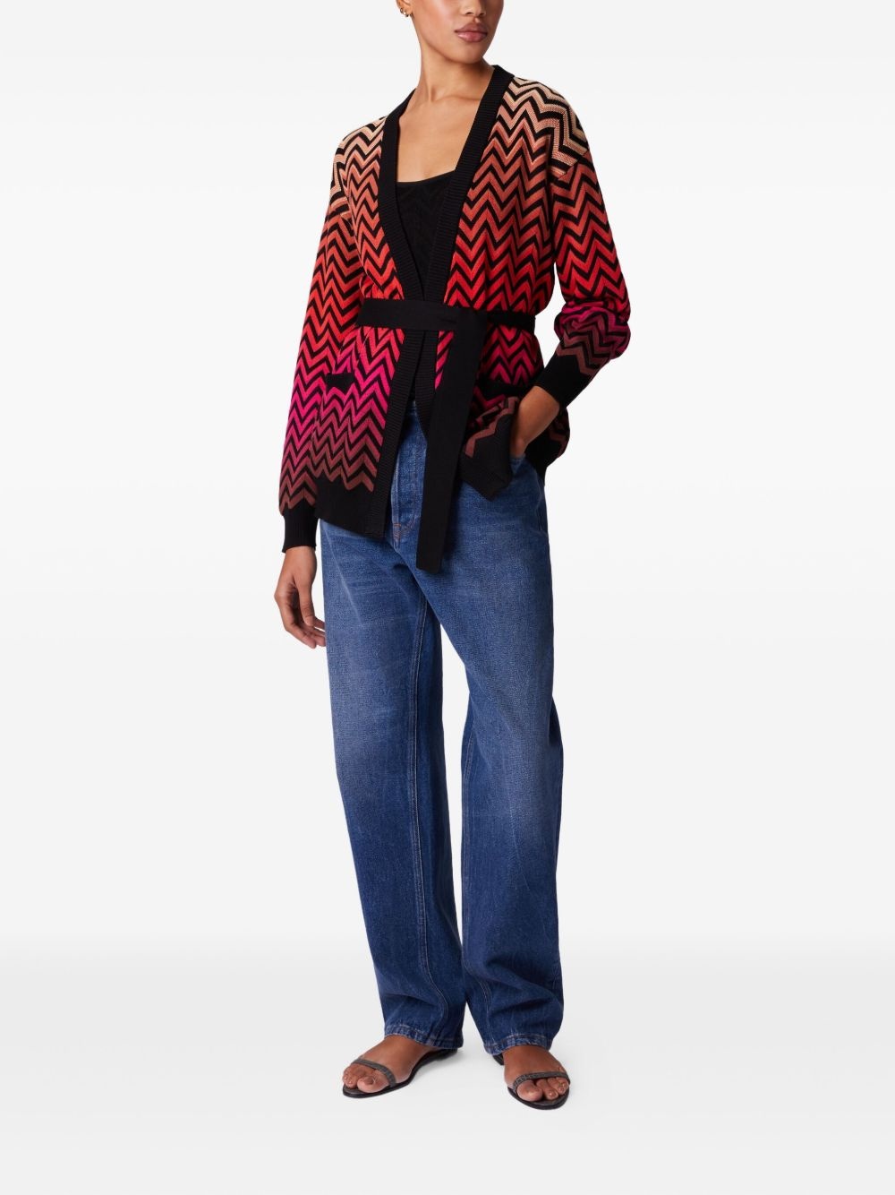chevron-motif cardigan - 2