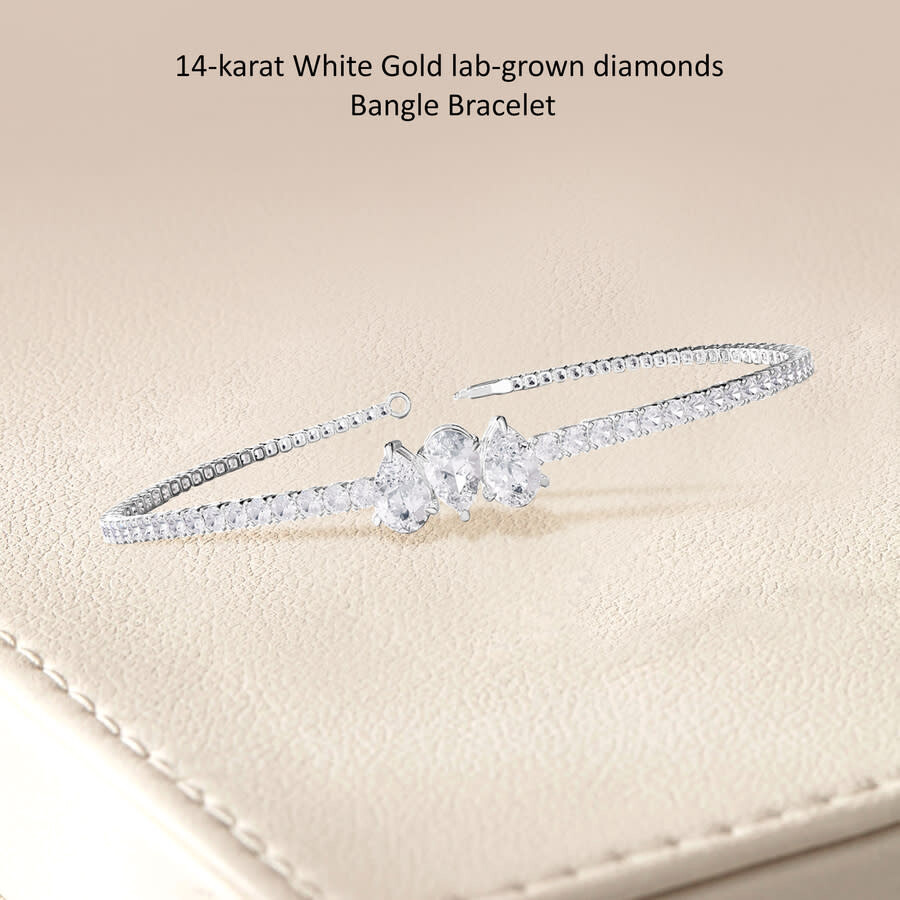 Diamond2Deal - Diamond2Deal 14k White Gold 2.7 Pear Shape Lab Grown Diamond Tennis Bracelet 7" VVS-VS, E-F - 2