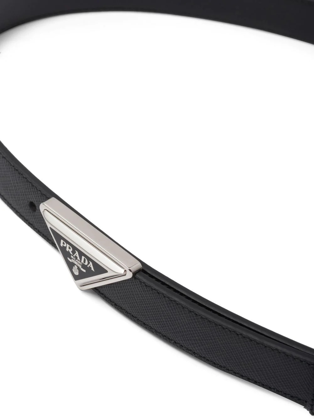 logo-buckle Saffiano leather belt - 2