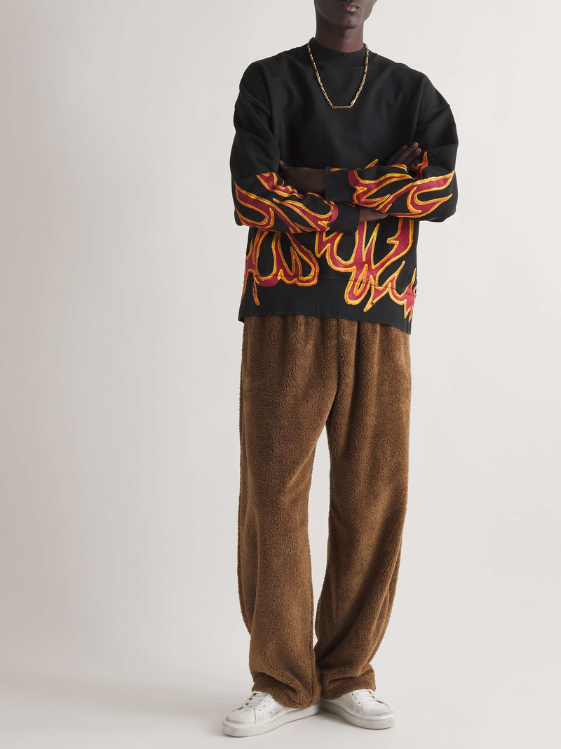 Palm Angels Distressed Logo-Print Suede-Trimmed Leather Sneakers outlook