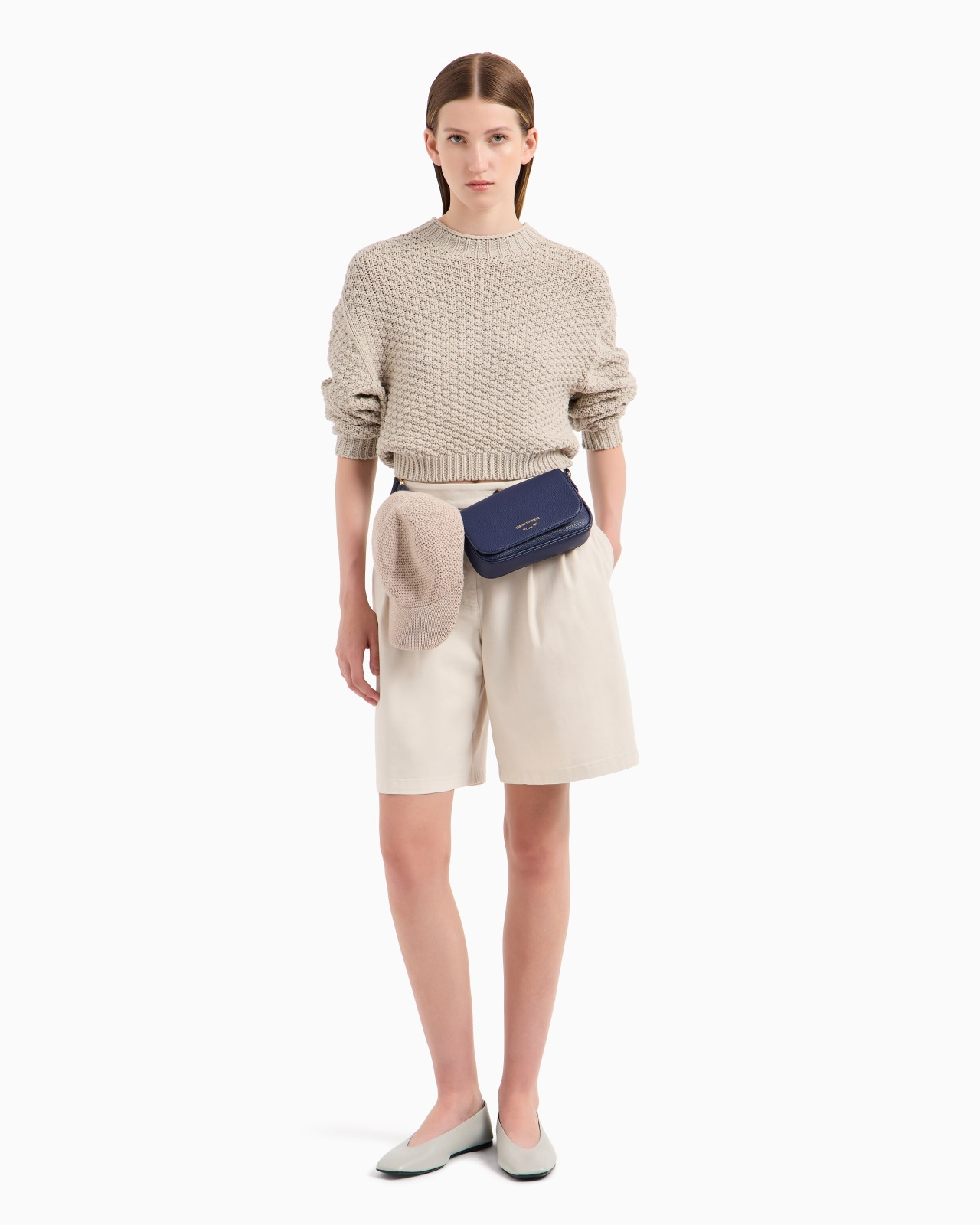 Stretch cotton gabardine shorts with pleats - 4