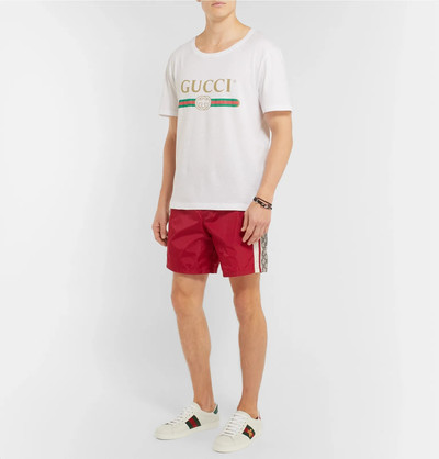 GUCCI Wide-Leg Long-Length Striped Logo-Print Swim Shorts outlook