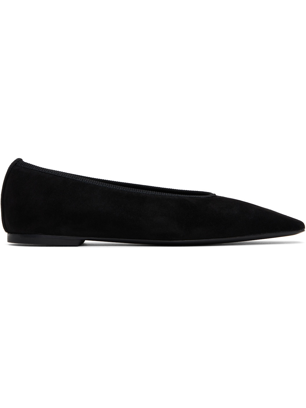 Black Minimalist Suede Ballerina Flats - 1
