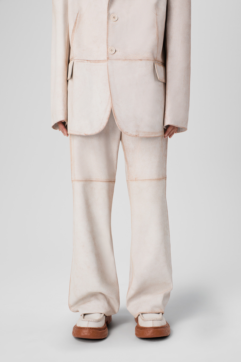 White cracked leather trousers - 5