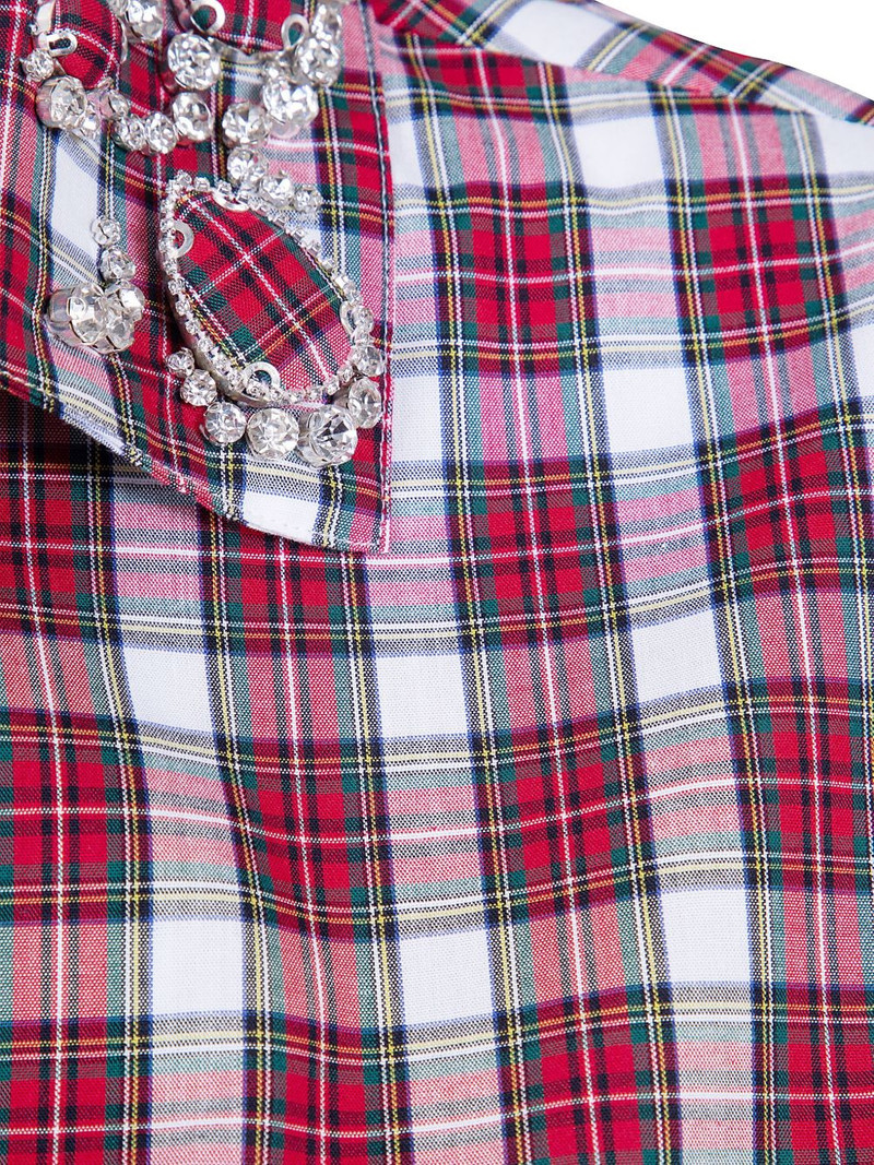 crystal-embellished tartan-print shirt 3