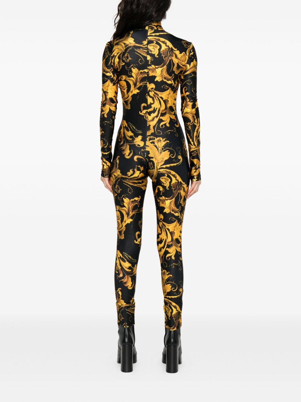 baroque-print high-neck jumpsuit - 4