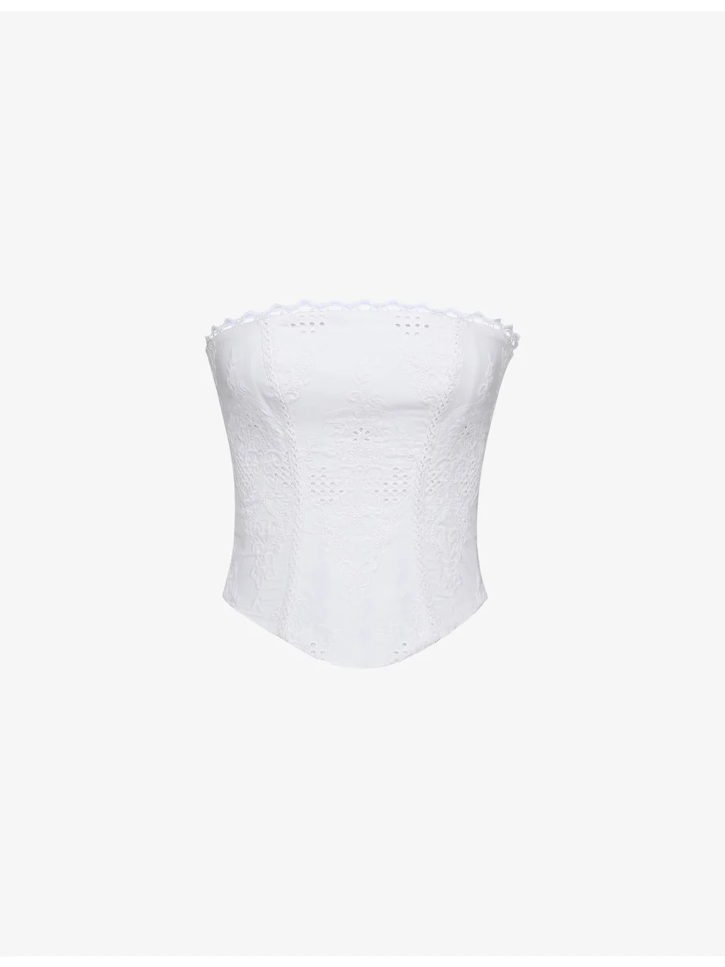 Livie Broderie-Texture Cotton Corset Top - 1