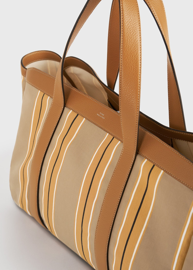 Striped canvas tote caramel/cornsilk 4