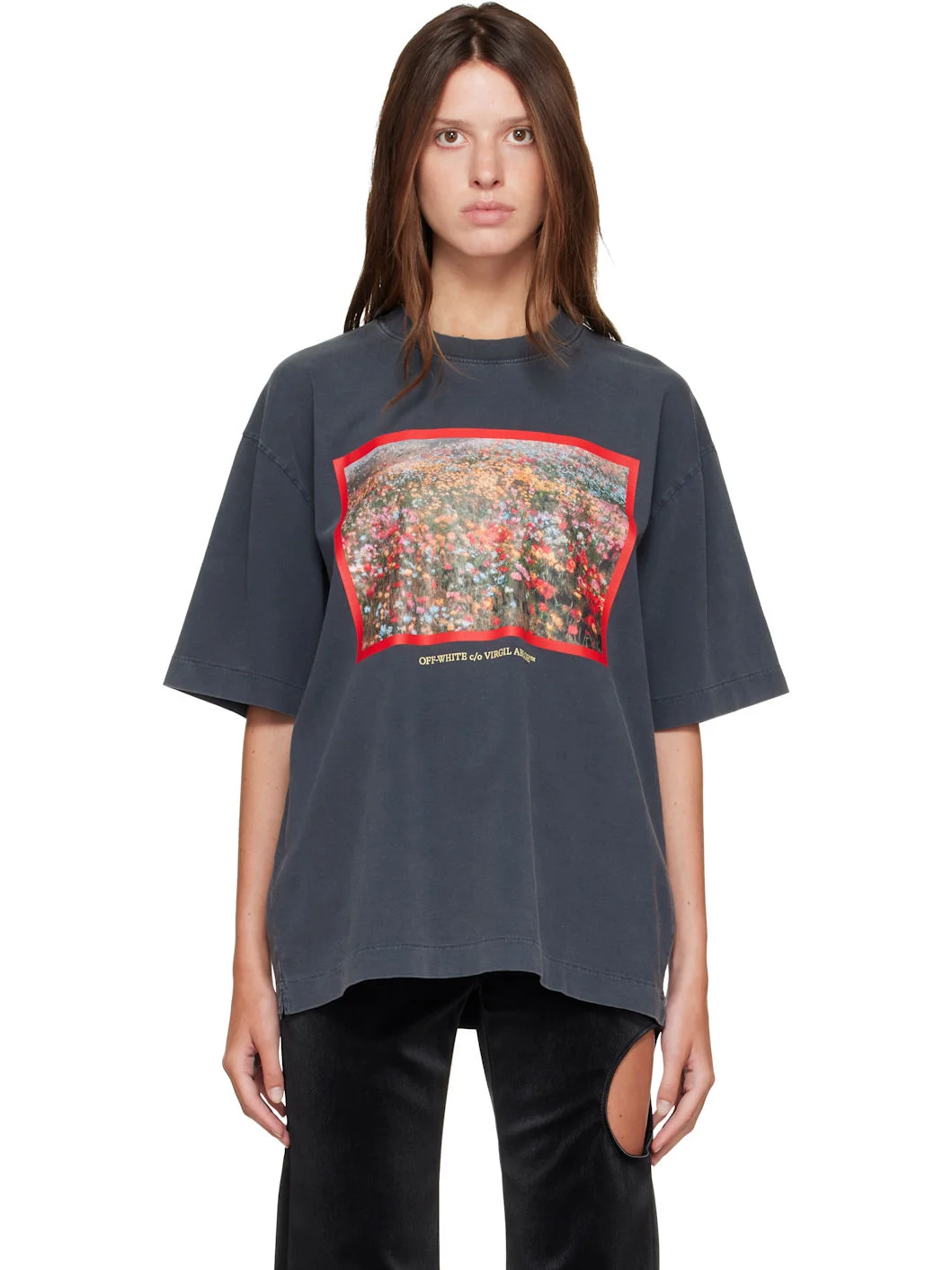 Gray Flowers Field Skate T-shirt - 1