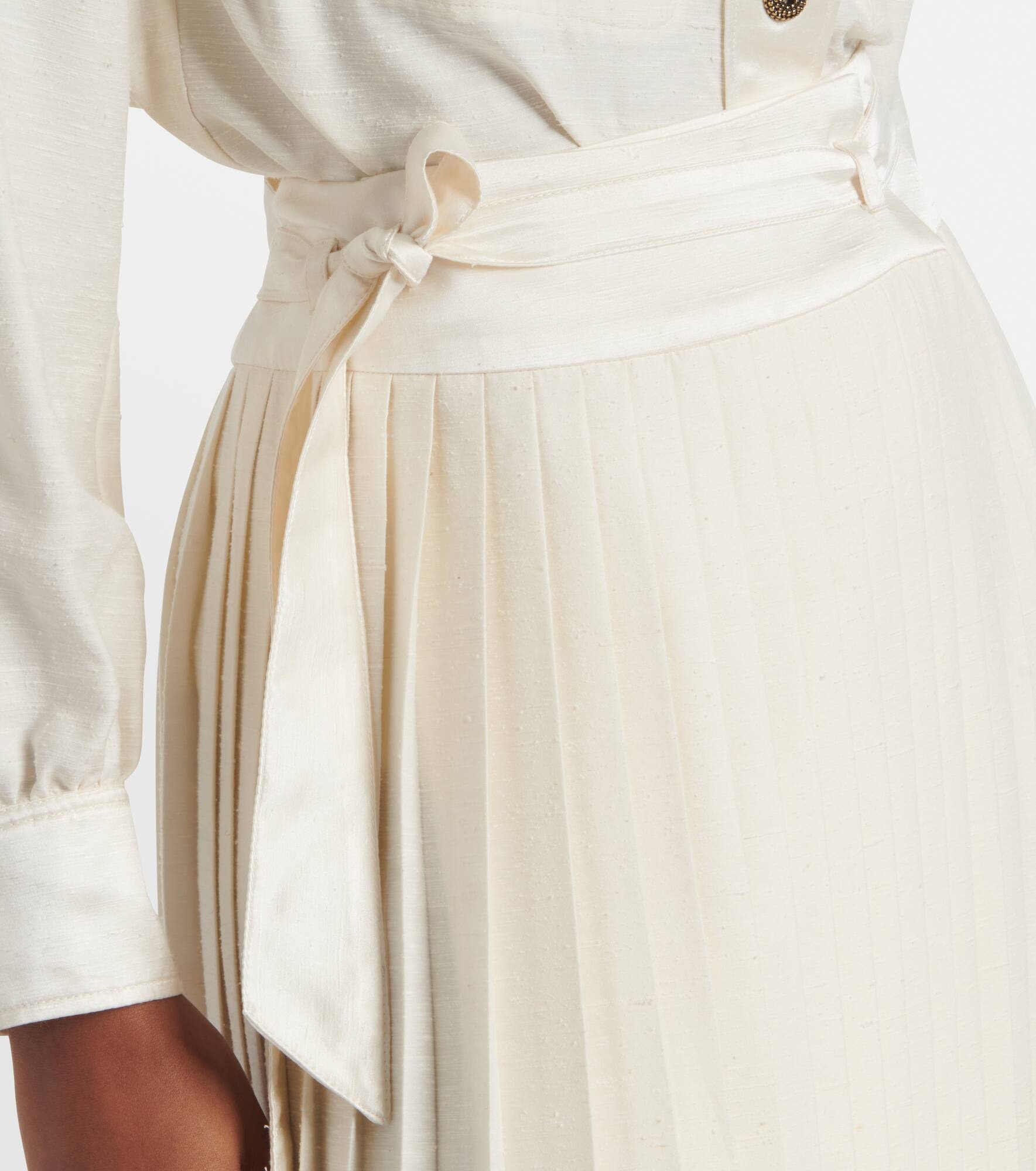 Janel pleated silk midi skirt - 4