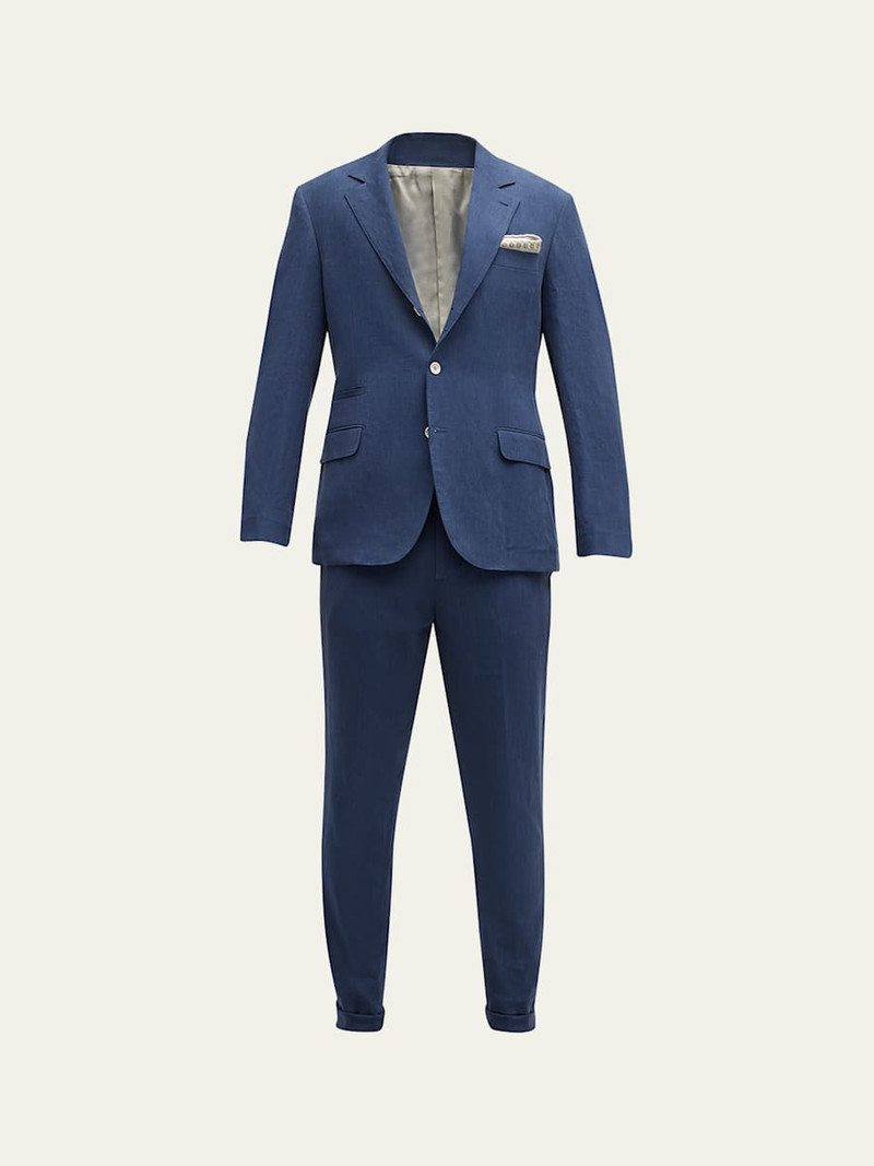 Men's Solid Linen Suit 1