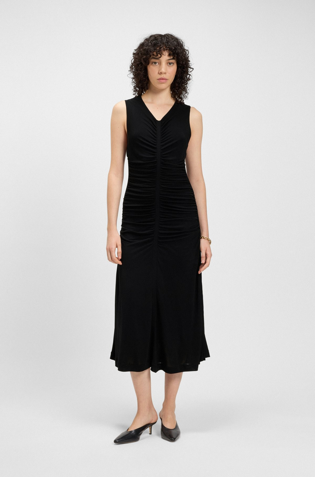 SLEEVELESS JERSEY DRESS WITH GATHERED DETAILS - 2