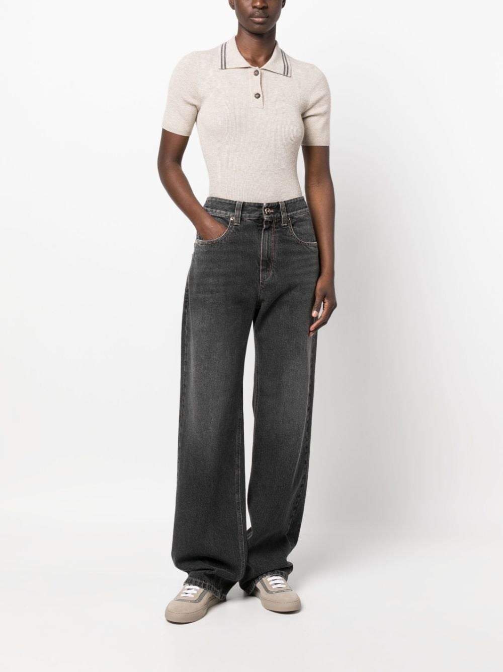 パンツ BRUNELLO CUCINELLI Authentic Denim Loose Trousers with Shiny Brunello Cucinelli Authentic denim loose trousers with shiny