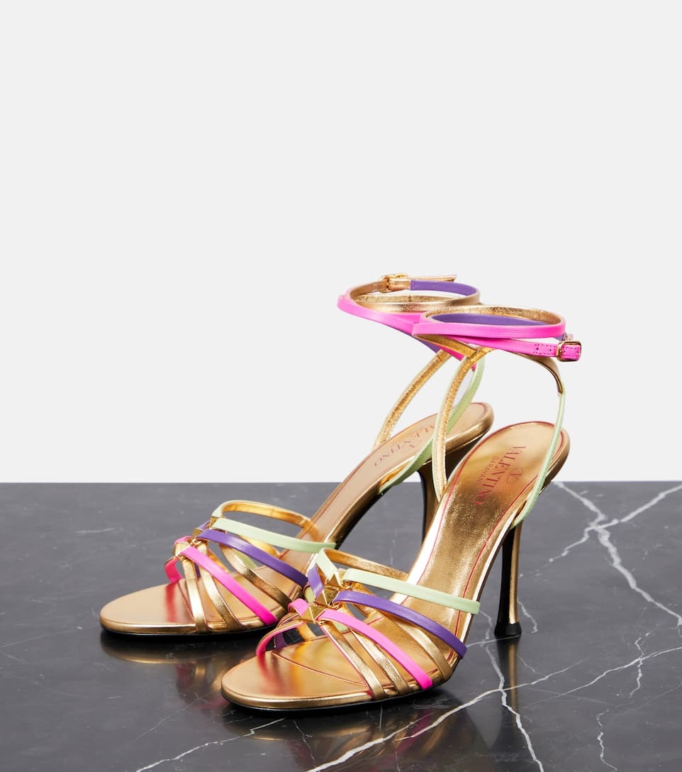 Rockstud Strappy leather sandals - 5
