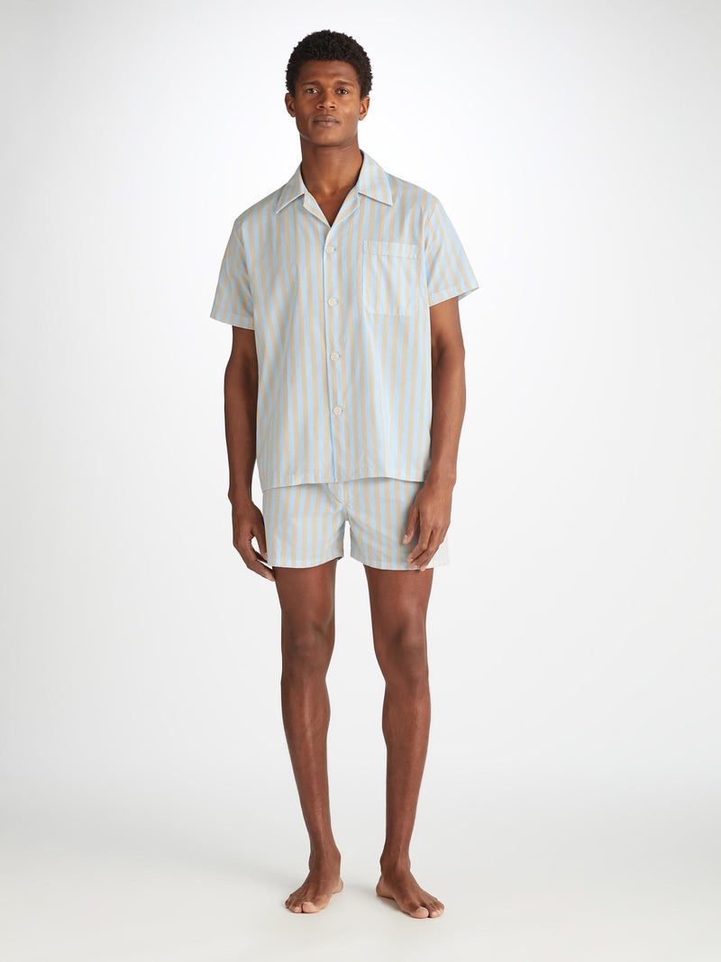 Men's Short Pajamas Amalfi 20 Cotton Batiste Blue - 3