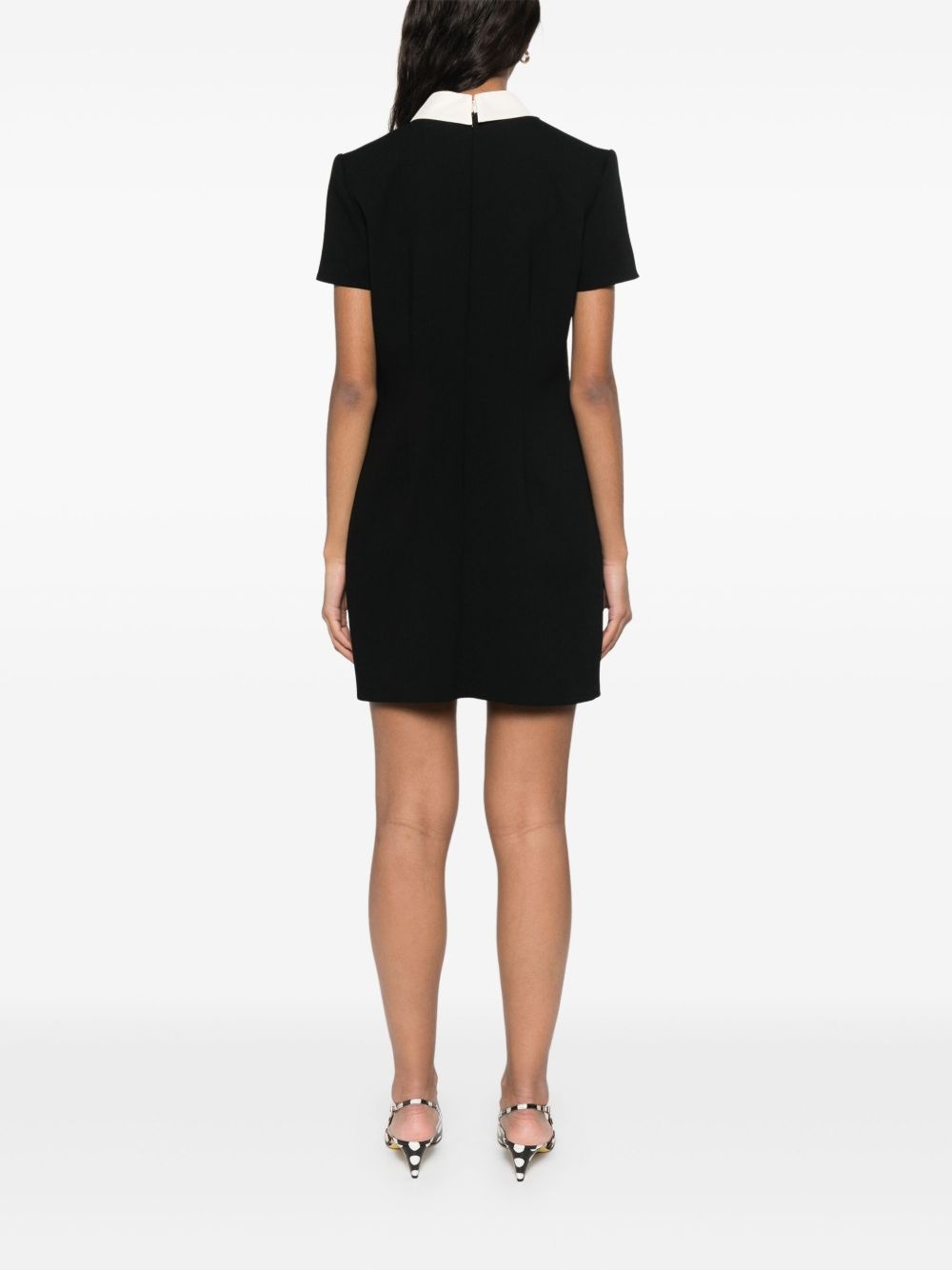 jabot-collar crepe mini dress - 4