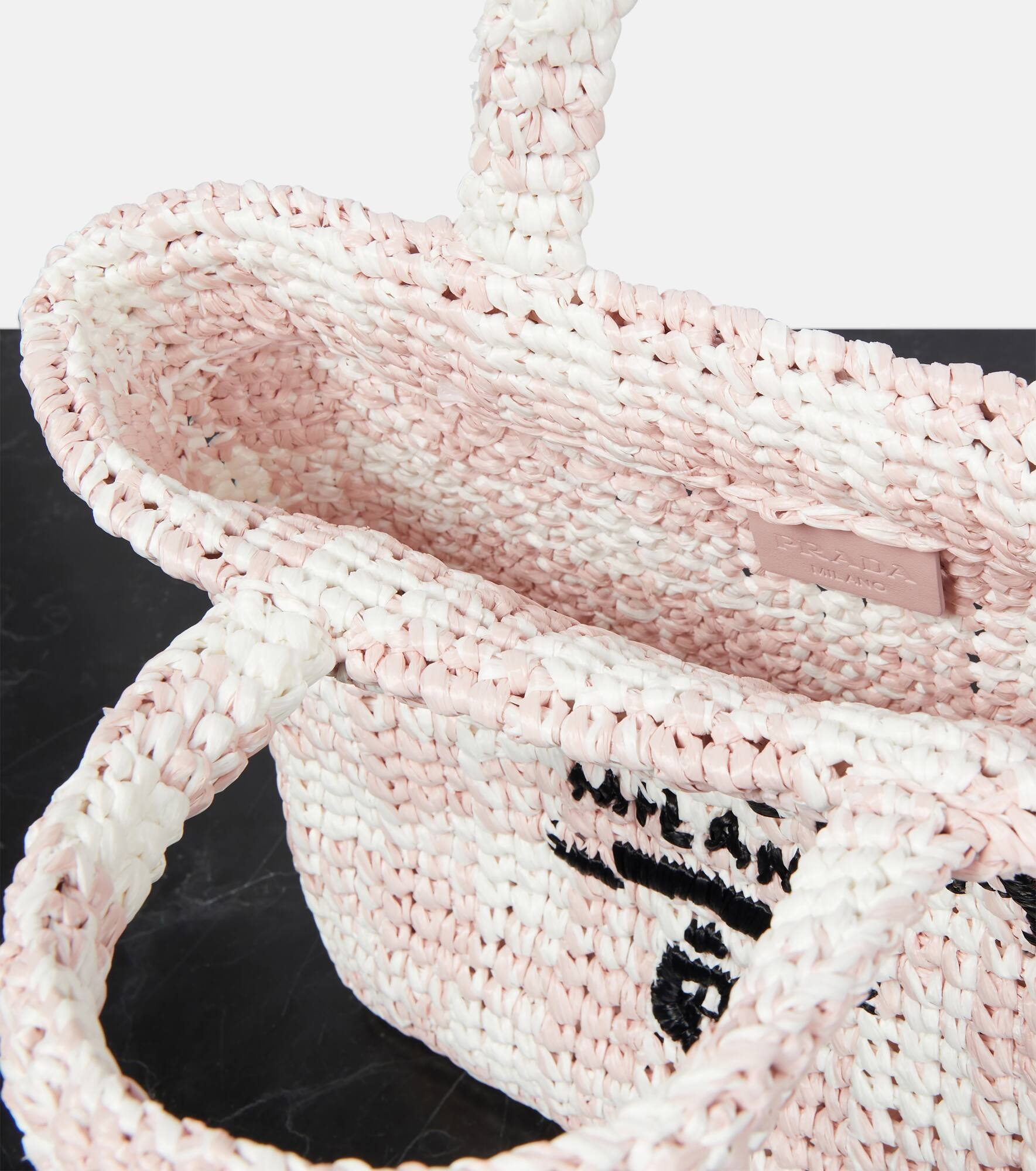 Logo raffia-effect shopper - 3