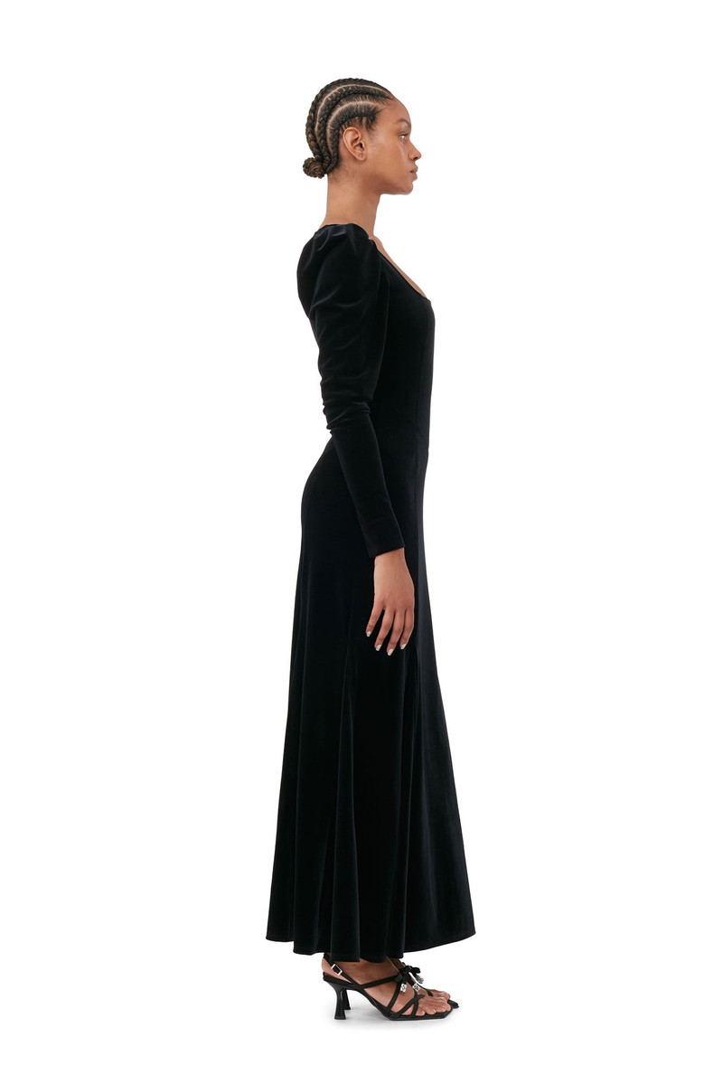 BLACK VELVET JERSEY MAXI DRESS 4