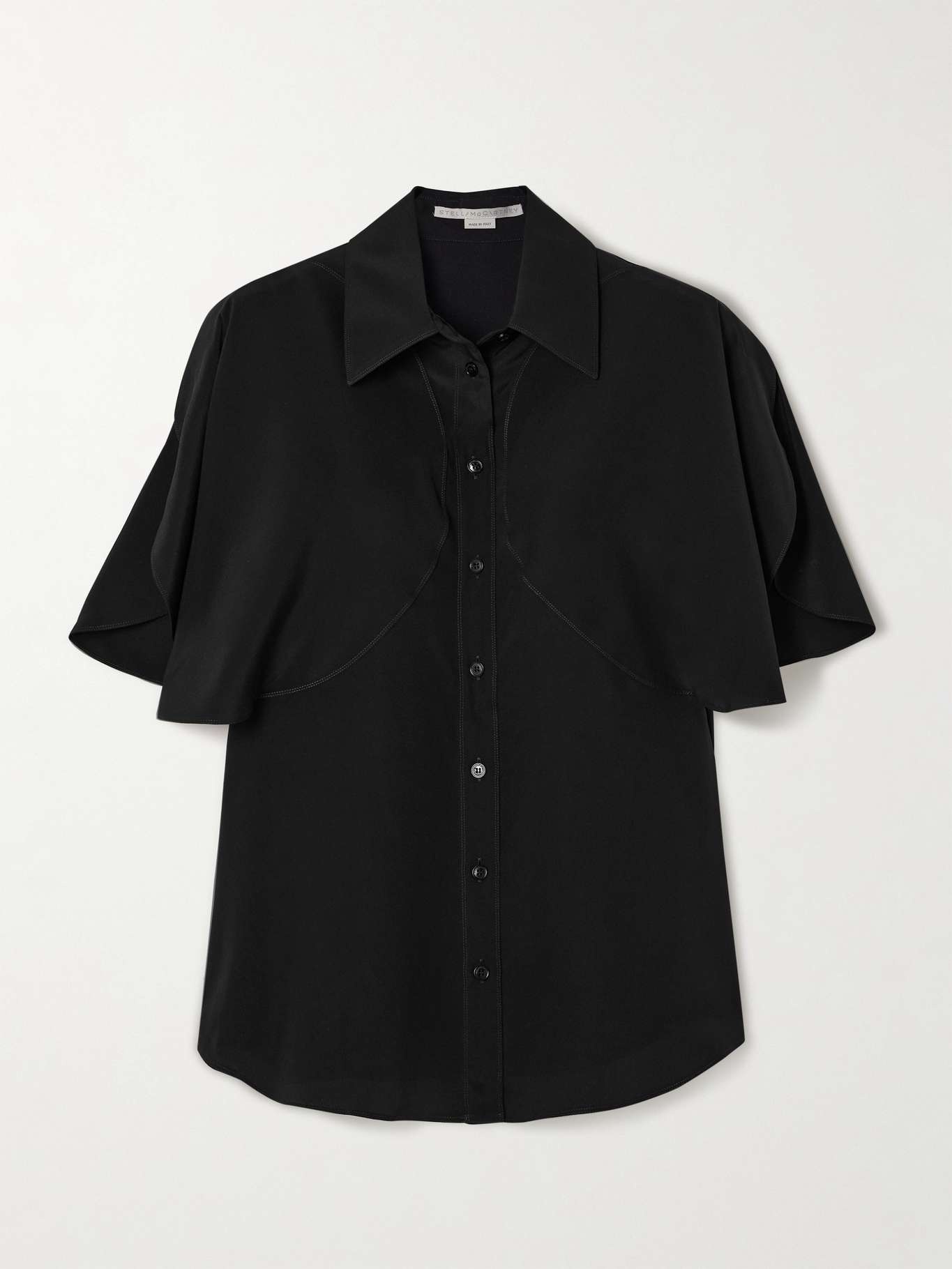 Paneled silk-crepe shirt - 1
